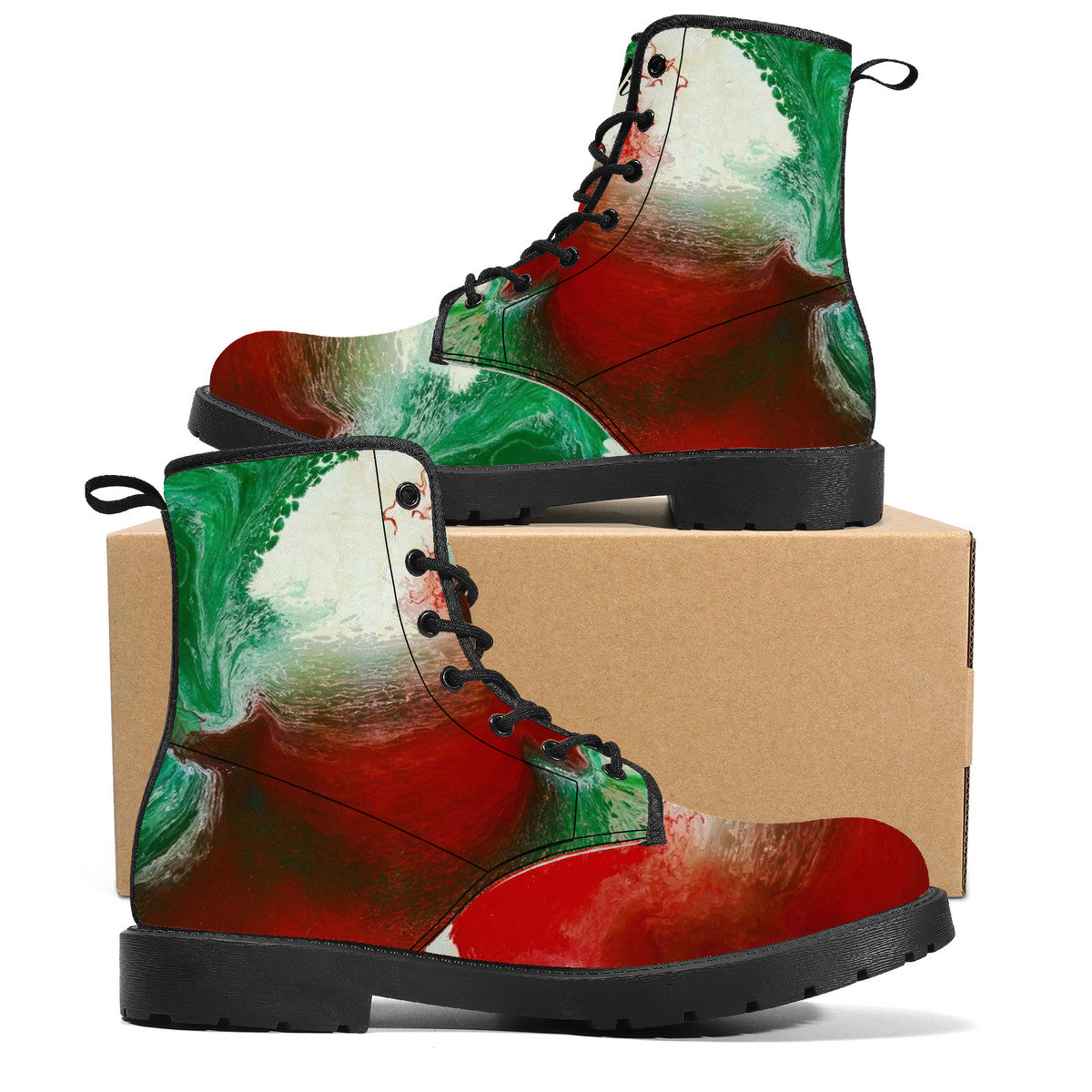 Italian Flag Paint Art Leather Boots