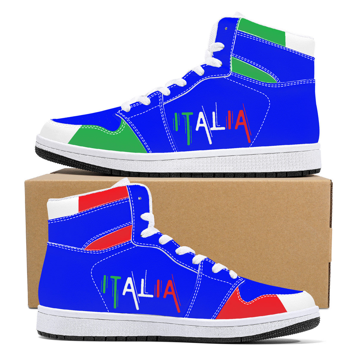 Italia High-Top Leather Sneakers - Blu