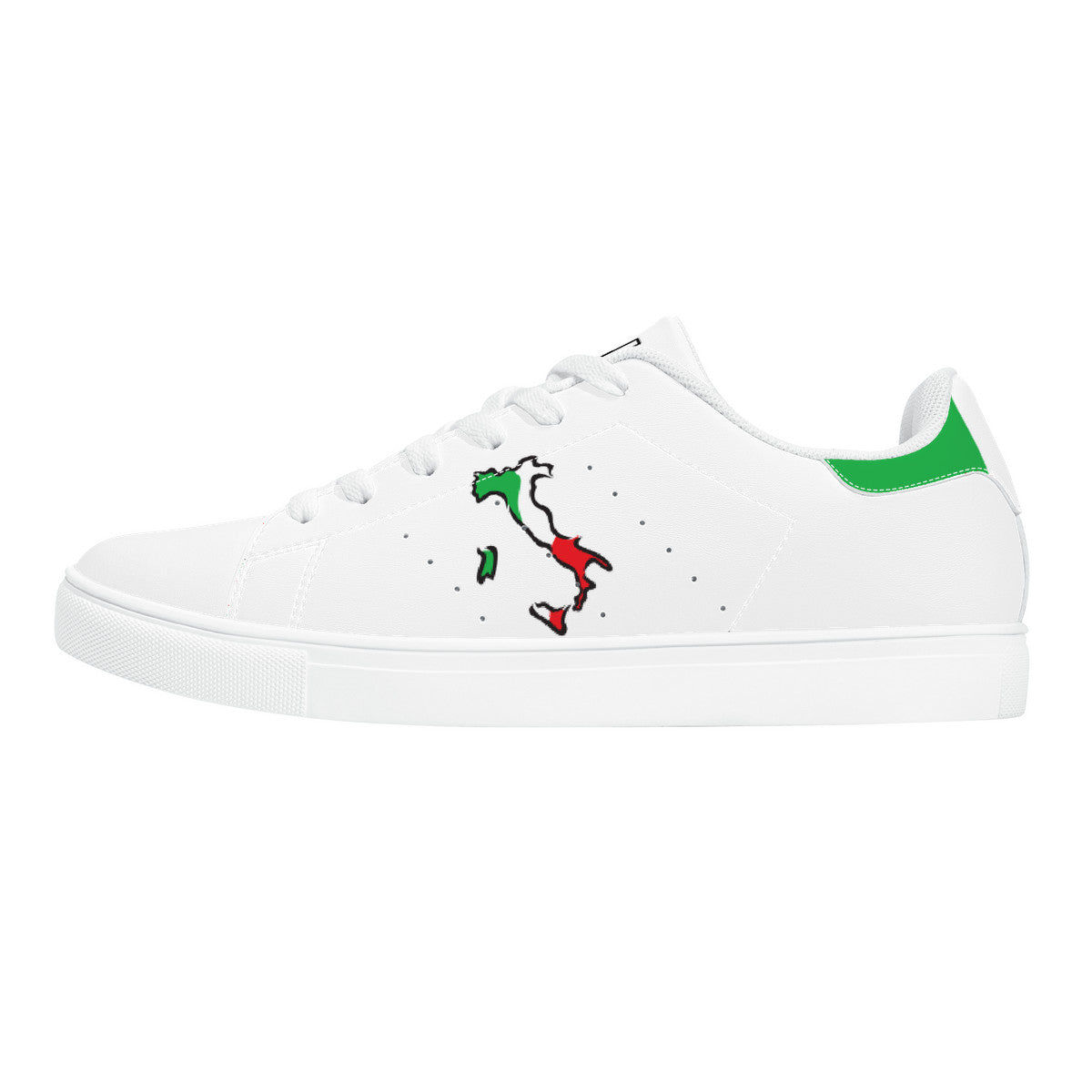 Italia Flag Map Low-Top Leather Sneakers - White