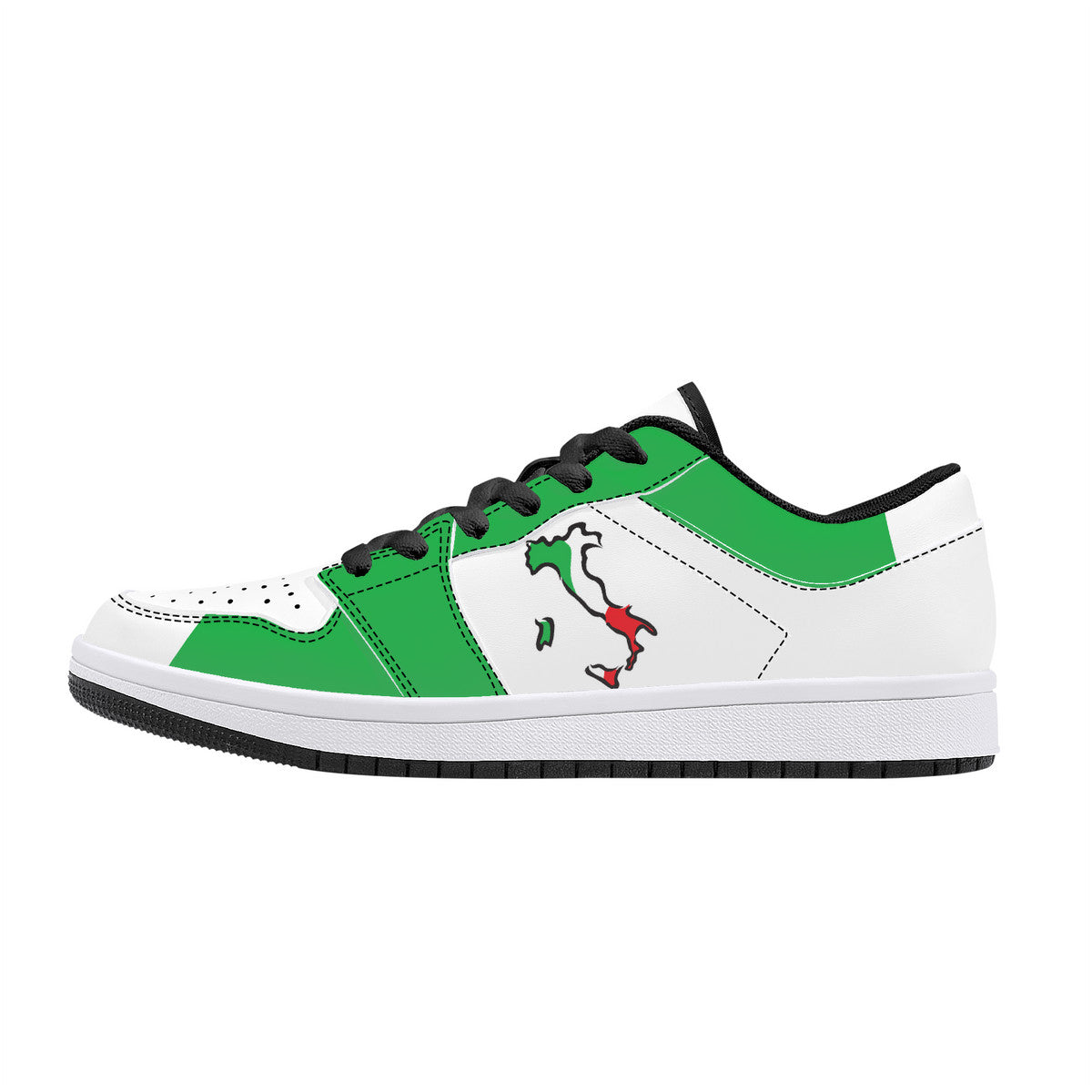 Italy Flag Map Low-Top Leather Sneakers