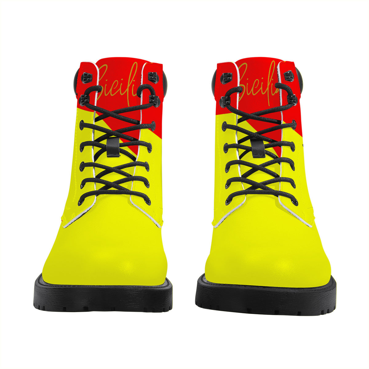 Sicilian Flag Synthetic Leather Boots