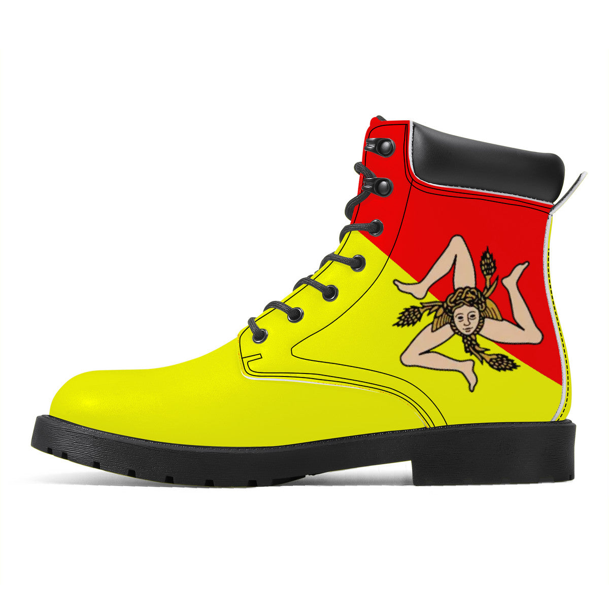 Sicilian Flag Synthetic Leather Boots