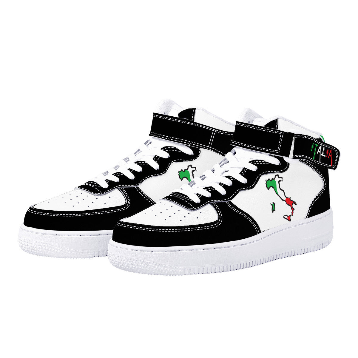 Italia Flag Map High Top Unisex Black Sneakers