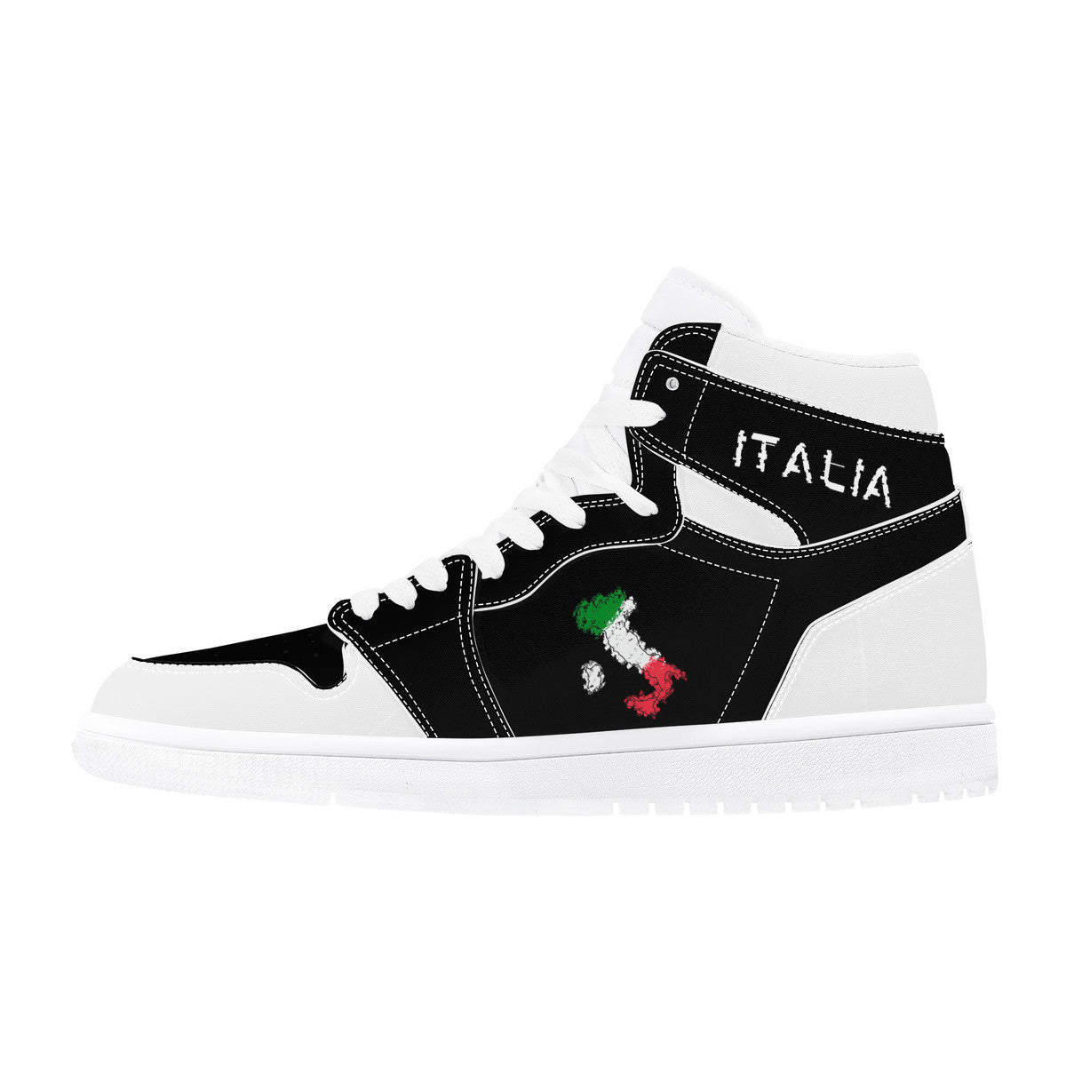 Italia Flag Map Grunge High-Top Leather Sneakers