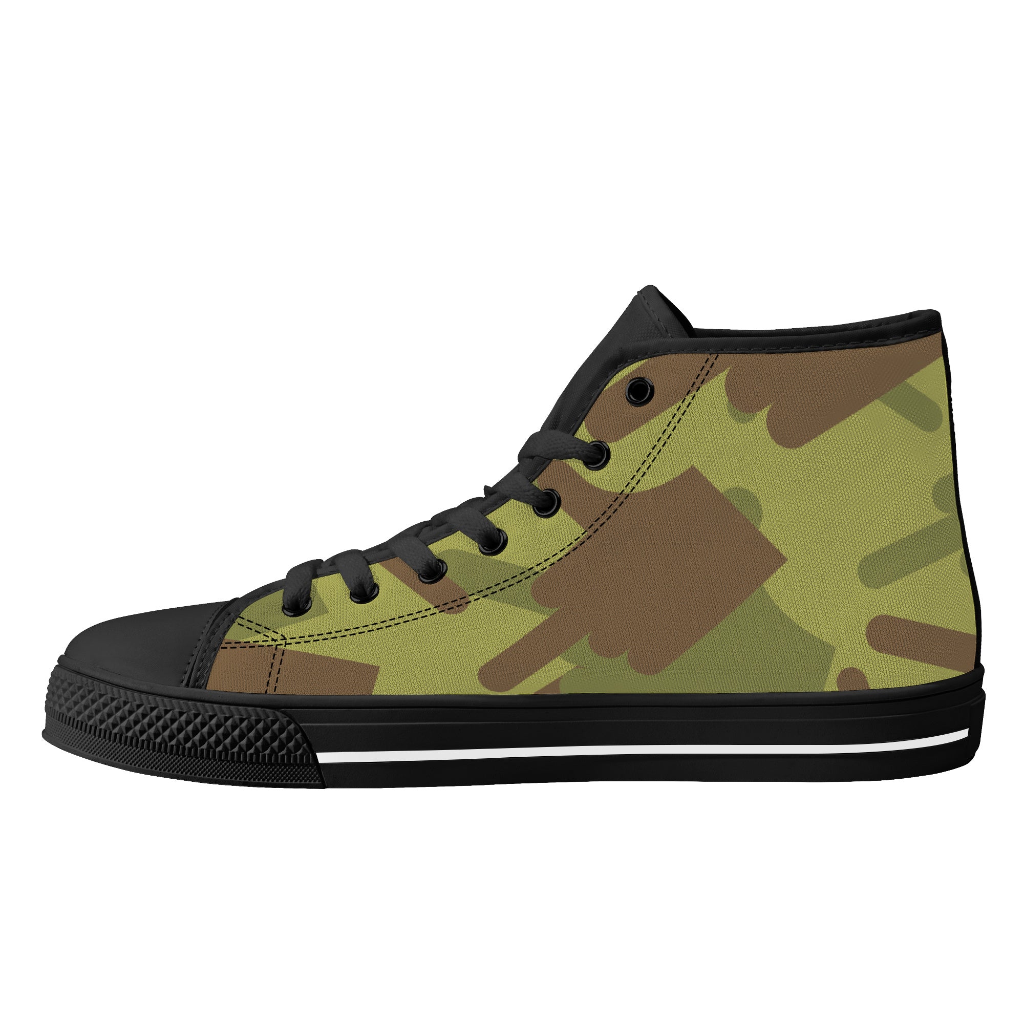 Fuck Off Fuck You Green Camo High-Top Canvas Shoes