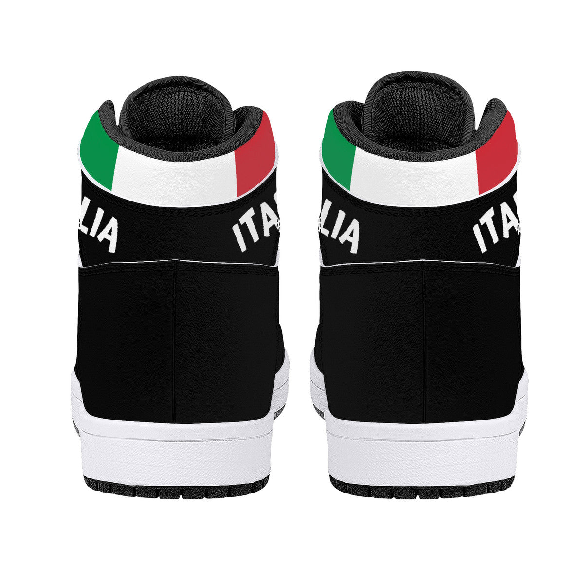 Italia Flag Map High-Top Leather Sneakers - Black