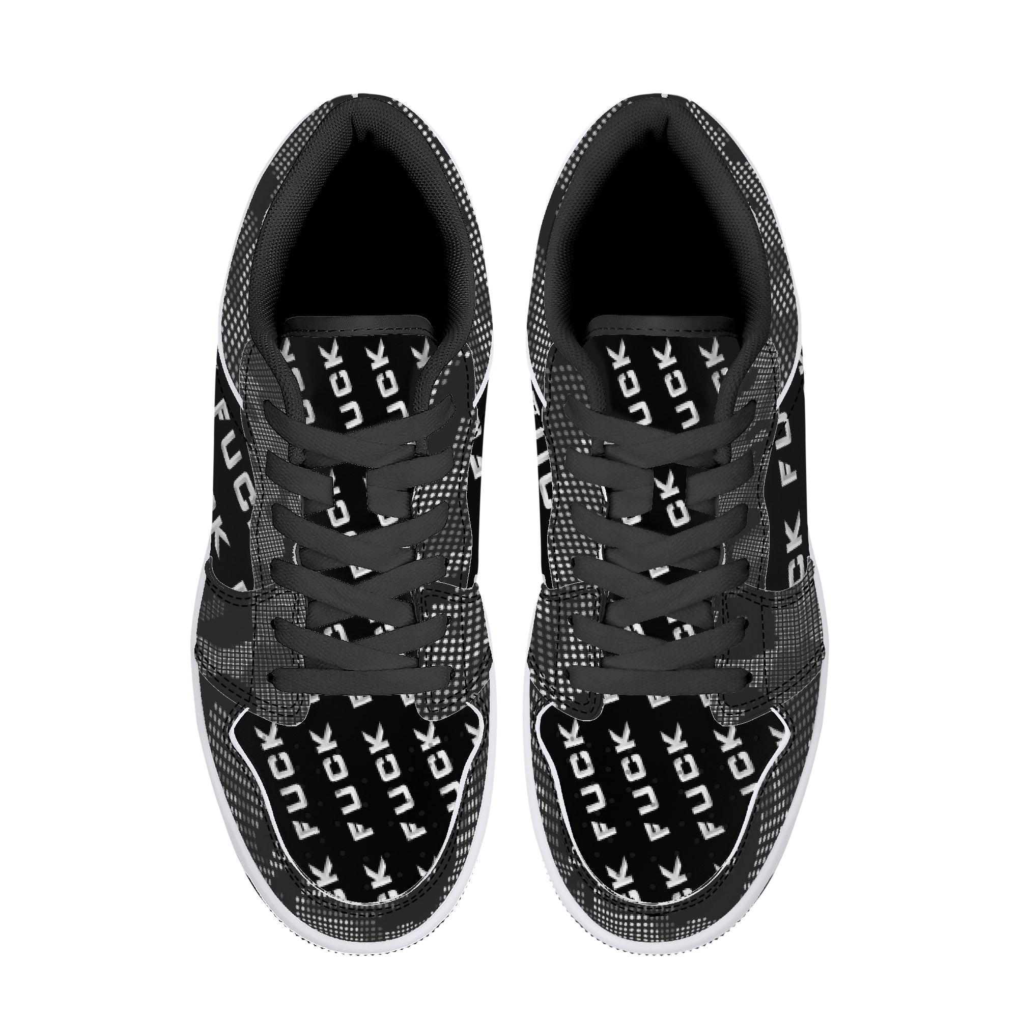 Fuck Low-Top Leather Sneakers - Black