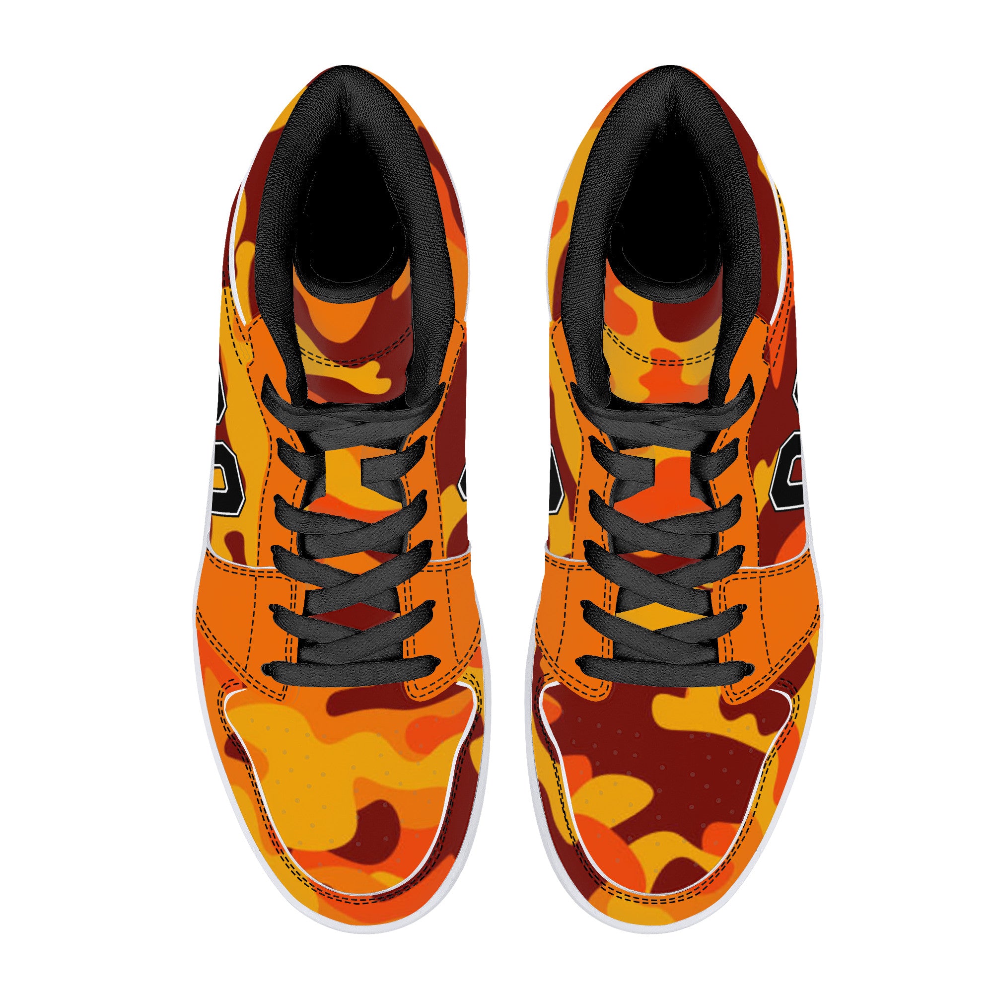 02 Orange Camo High-Top Leather Sneakers