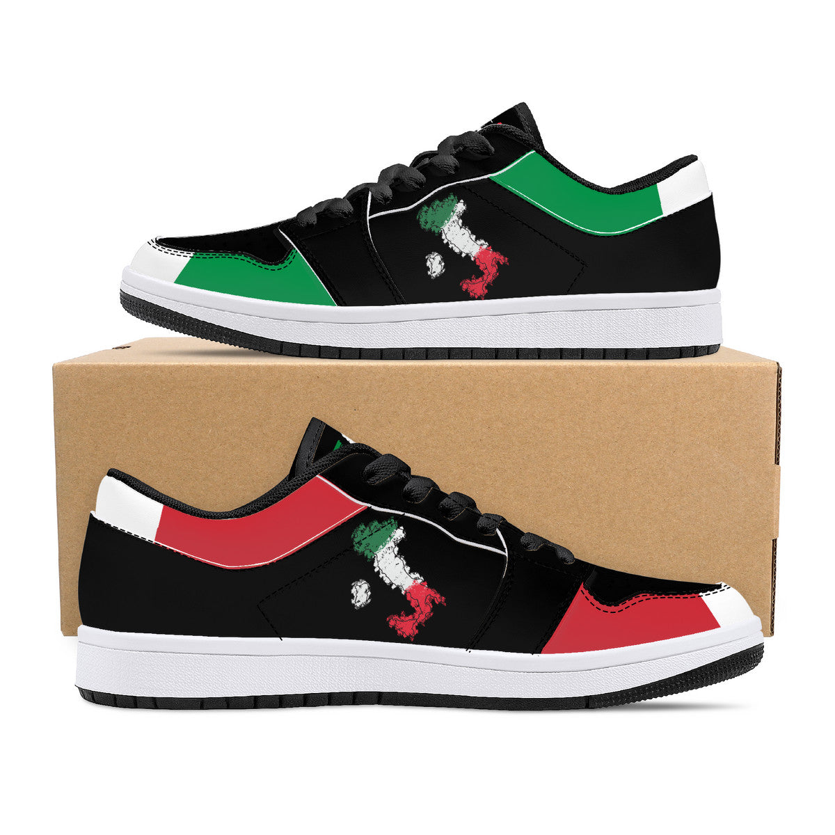 Italia Flag Map Low-Top Leather Sneakers