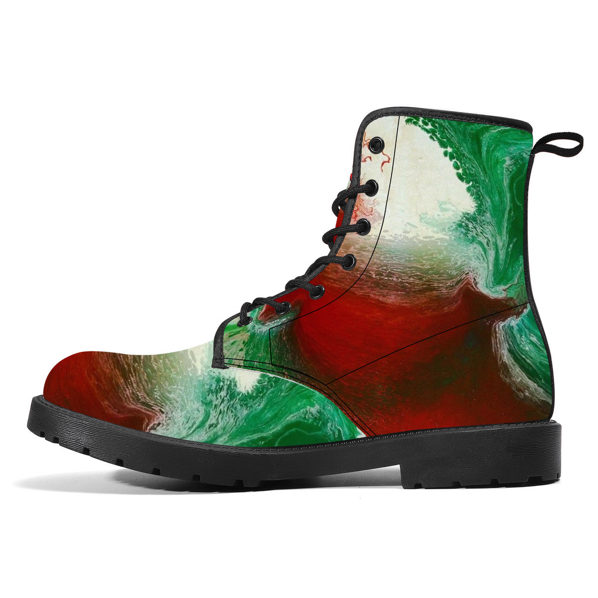 Italian Flag Paint Art Leather Boots