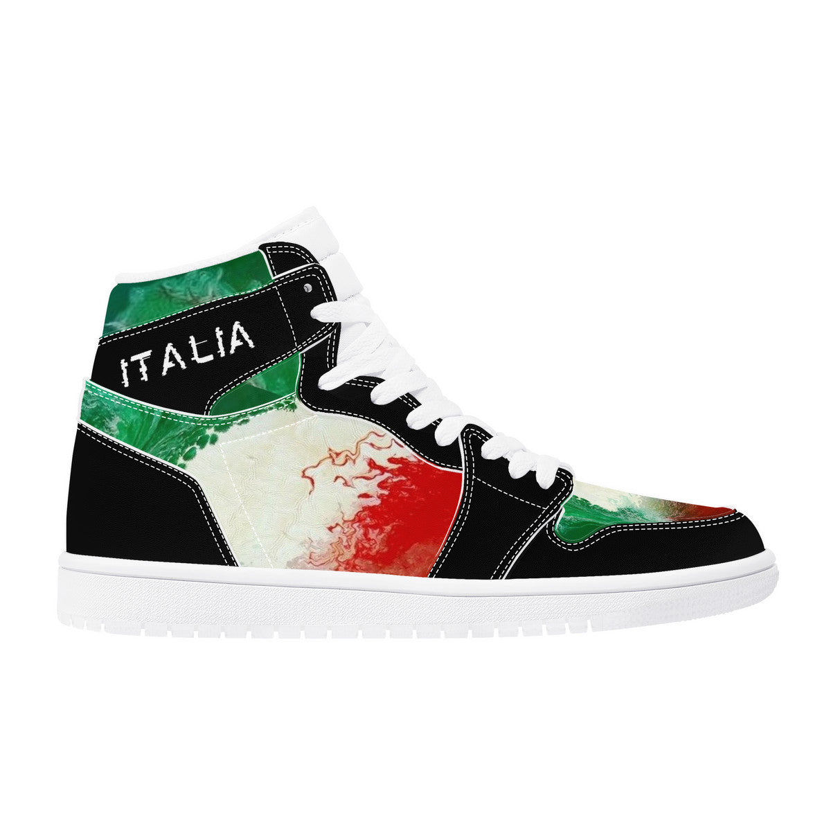 Italy Flag Paint Art Grunge High Top Leather Sneakers