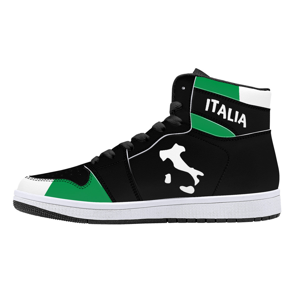 Italy Flag Map High-Top Leather Sneakers - Black