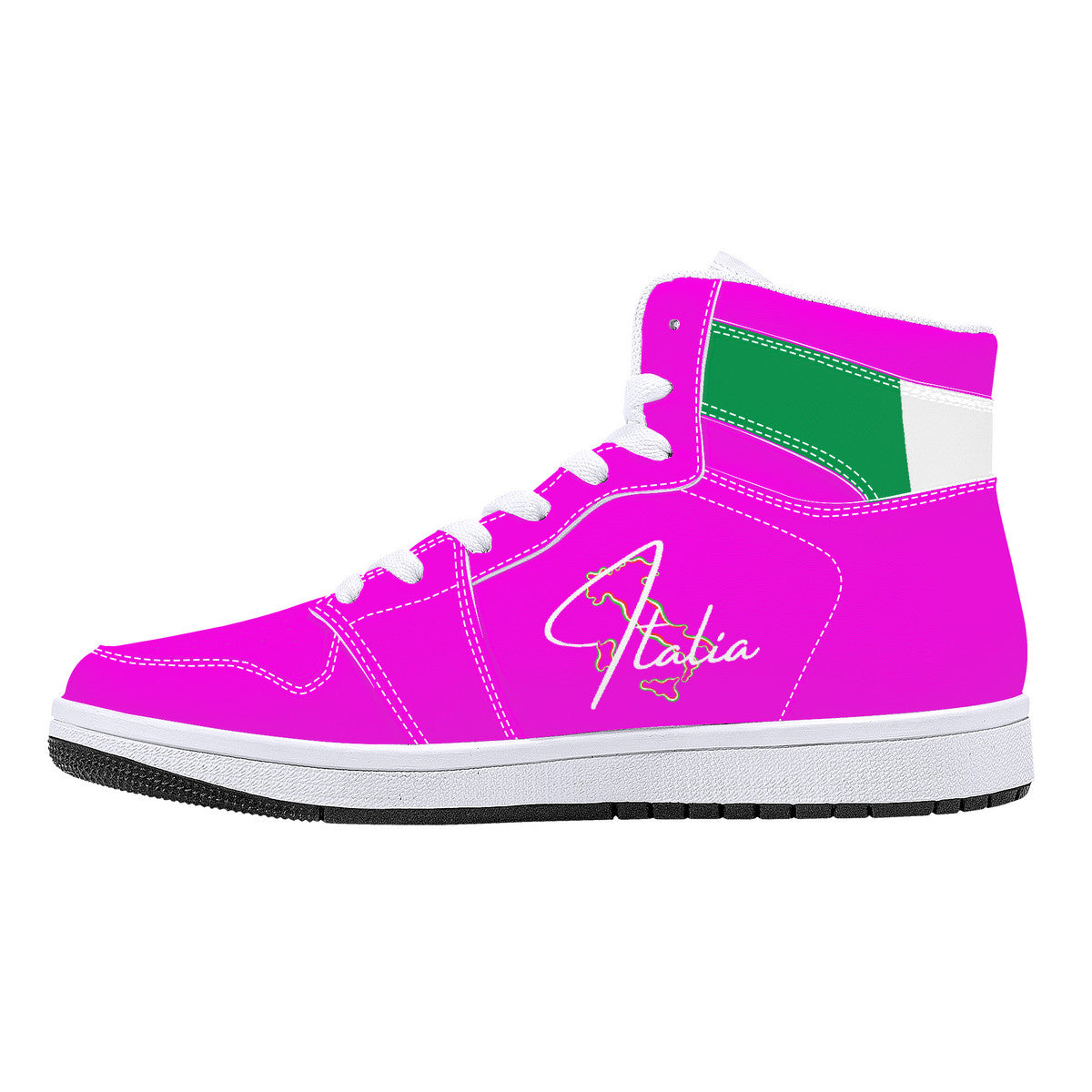 Italia Flag Map High-Top Leather Sneakers - Pink Edition