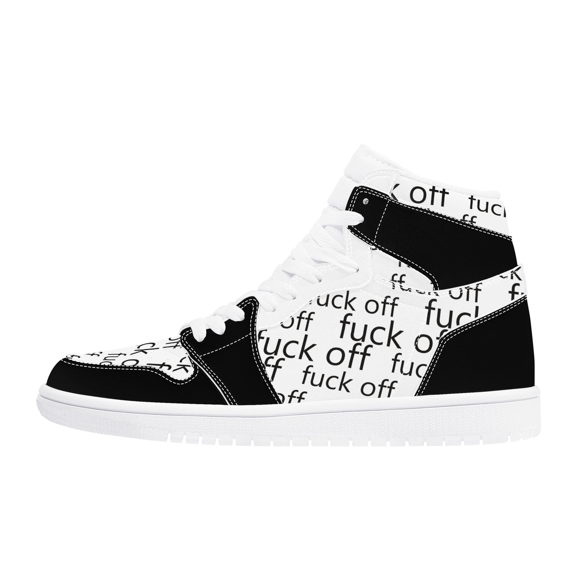 Fuck Off High Top Synthetic Leather Sneaker