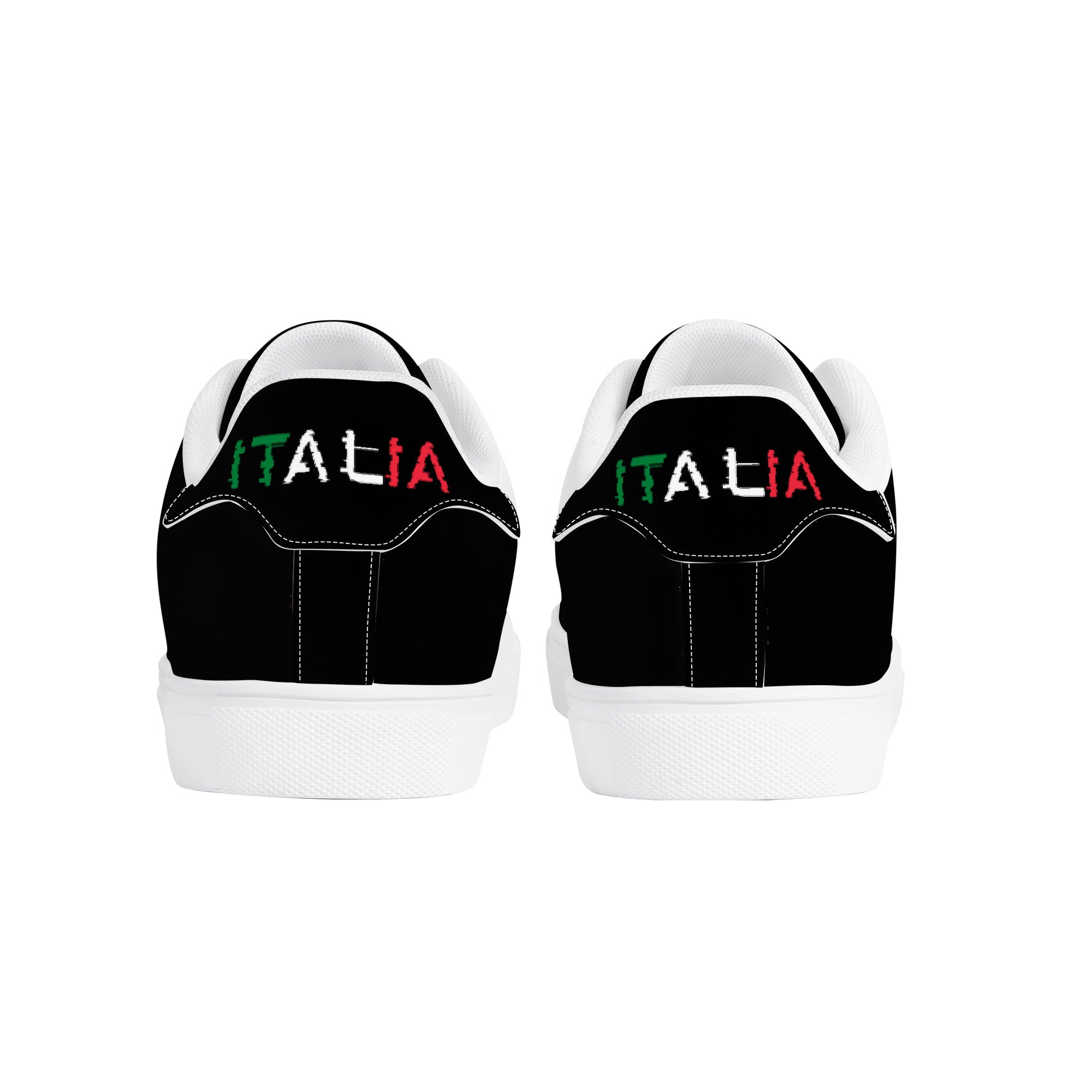 Italia Flag Map Low-Top Leather Sneakers - White