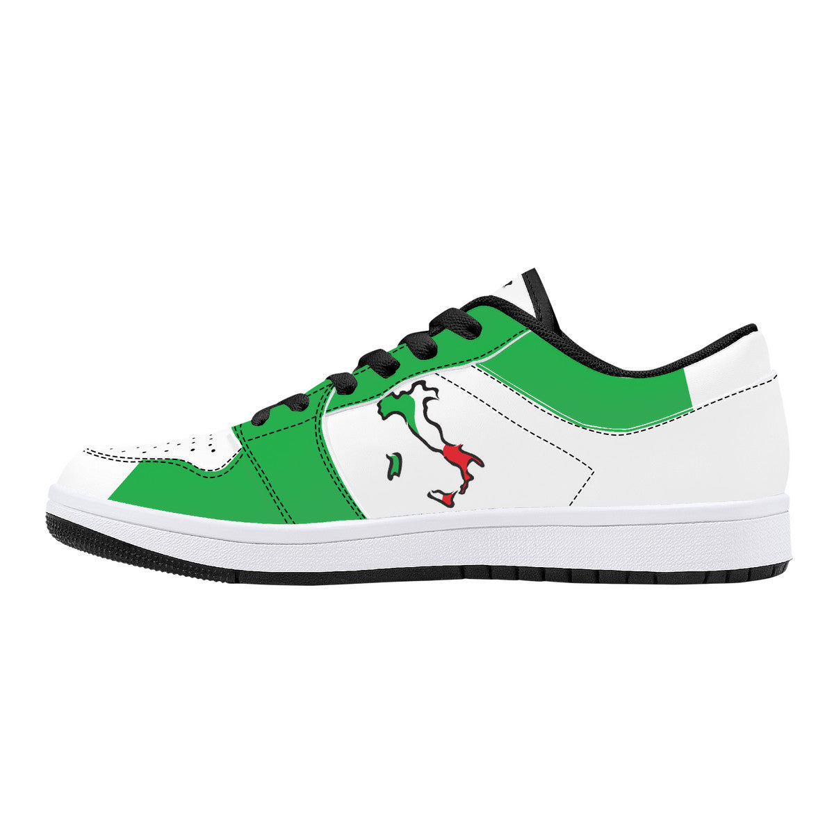 Italy Flag Map Low-Top Leather Sneakers