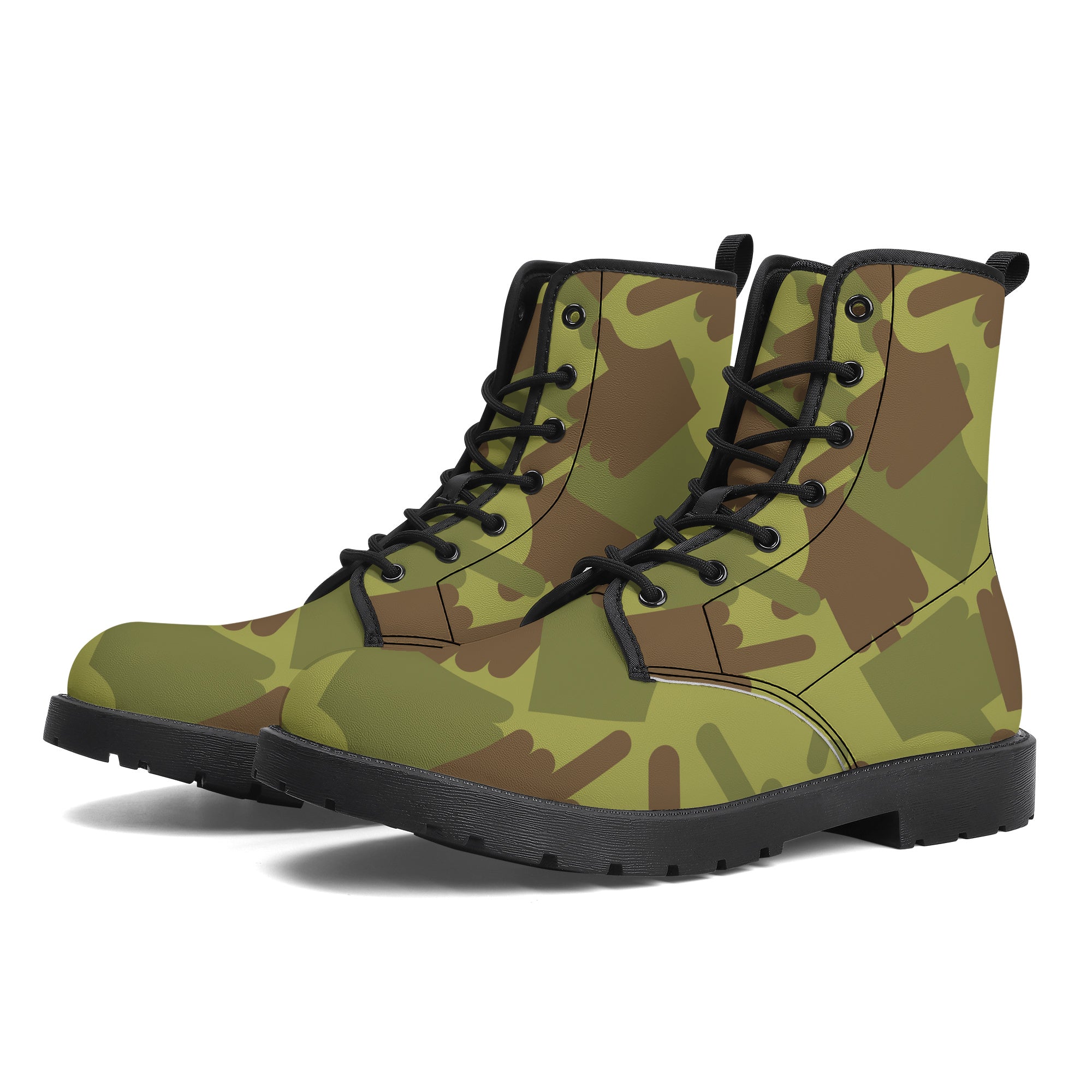 Fuck You Green Camo Leather Boots