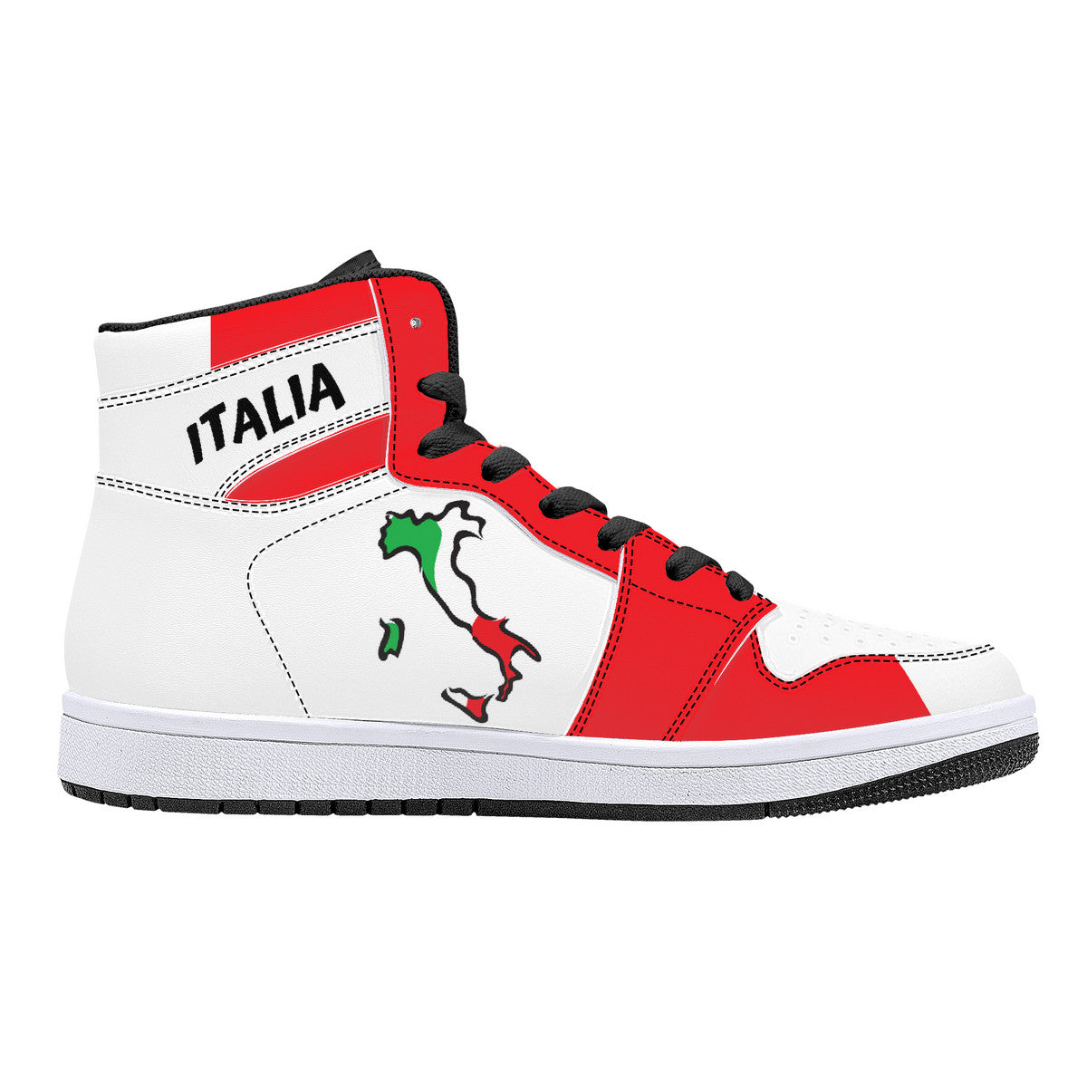 Italia Flag Map High-Top Leather Sneakers