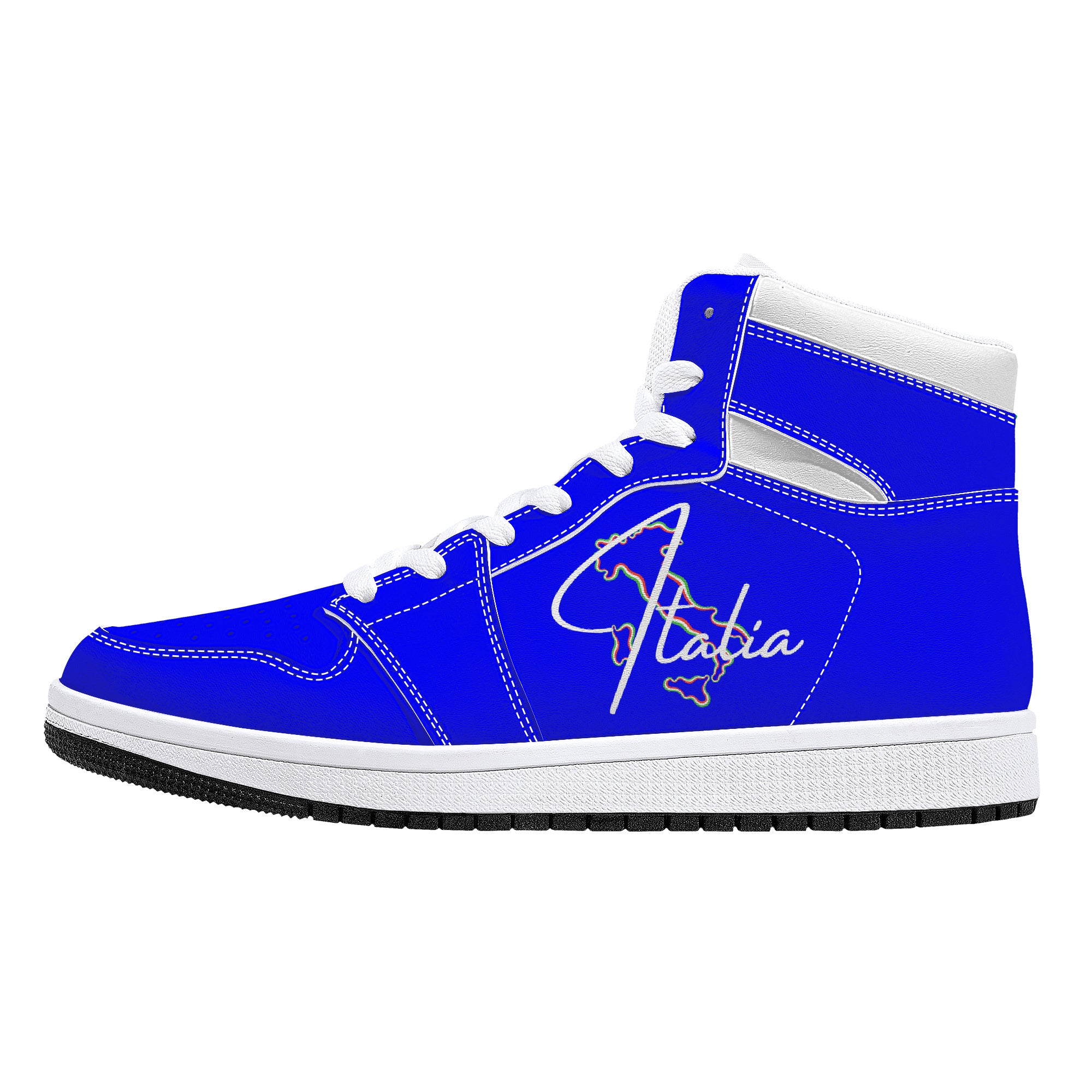 Italia Blu High-Top Leather Sneakers - White