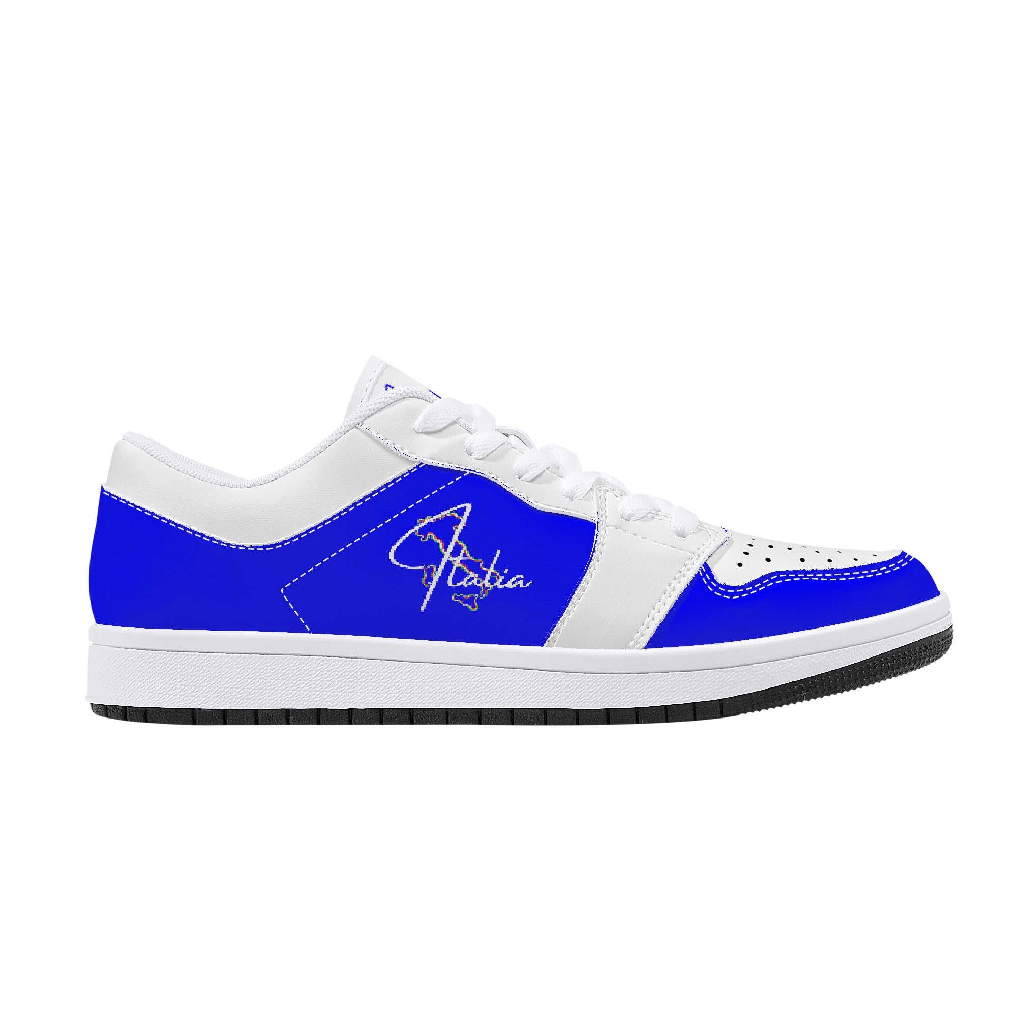 Italia Blu/White Low-Top Leather Sneakers