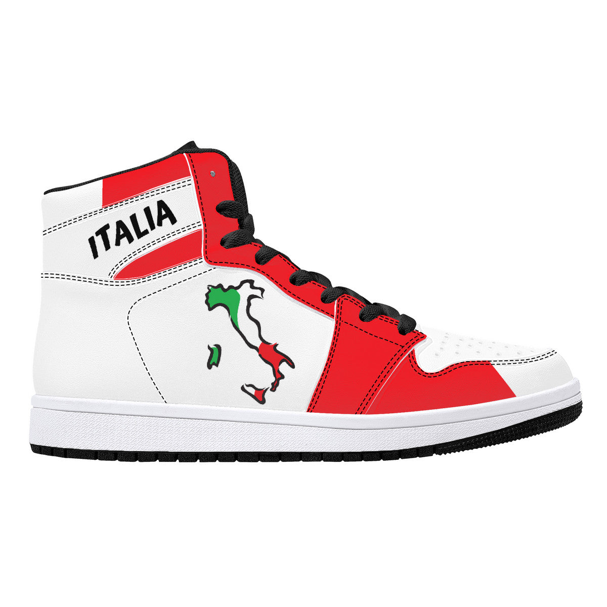 Italia Flag Map High-Top Leather Sneakers