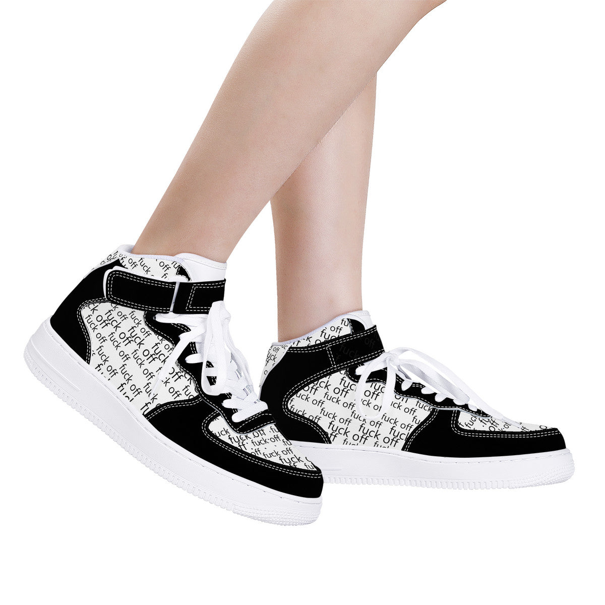 Fuck Off High Top Unisex Sneakers B/W