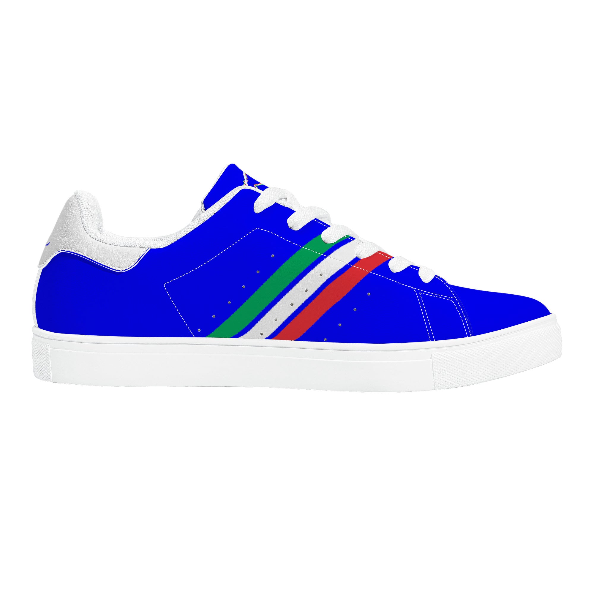 Italia Low-Top Leather Sneakers -Blu/ White