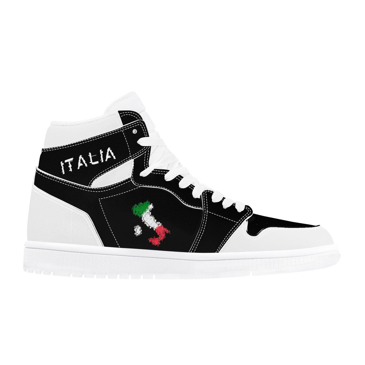 Italia Flag Map Grunge High-Top Leather Sneakers