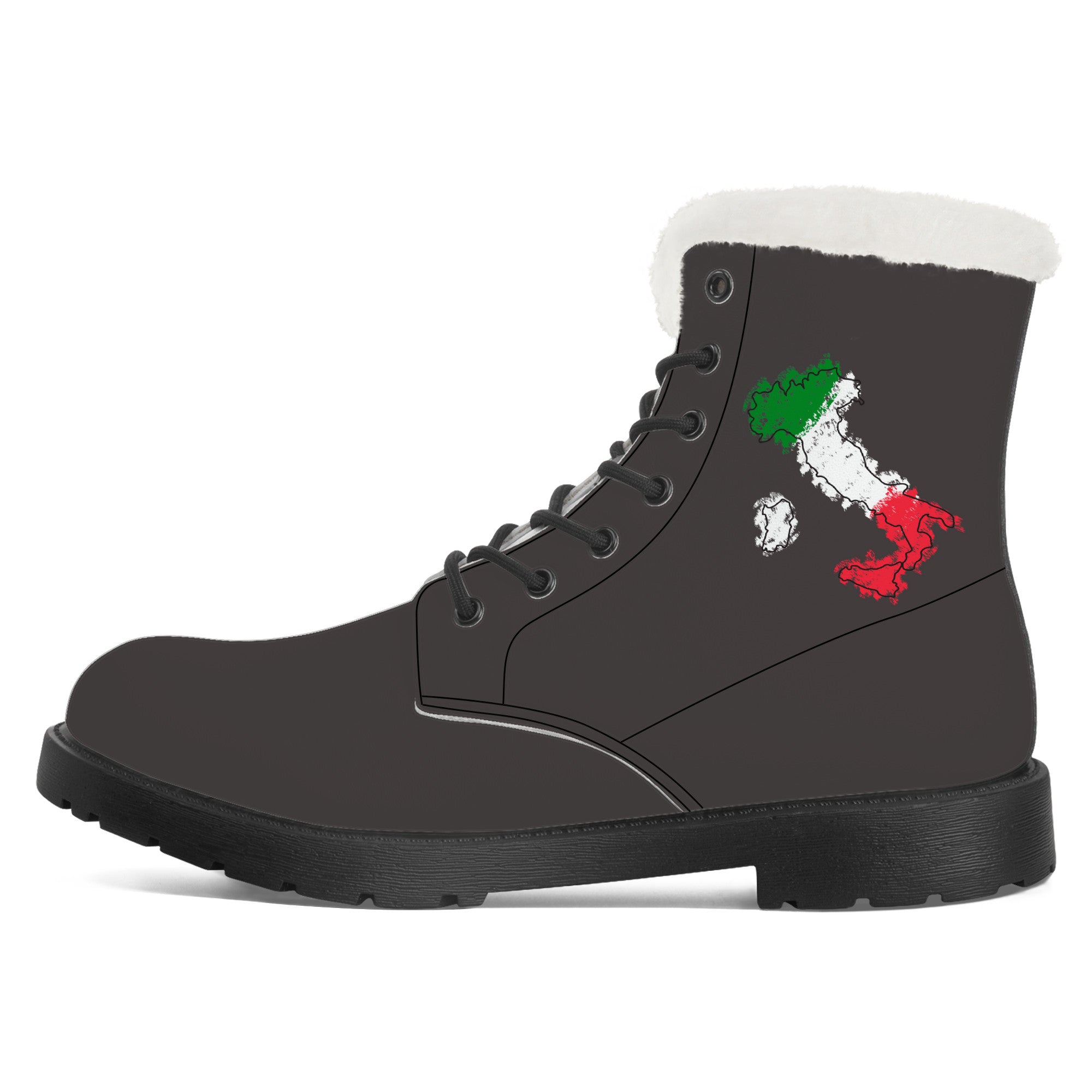 Italian Flag Map Faux Fur Leather Boots