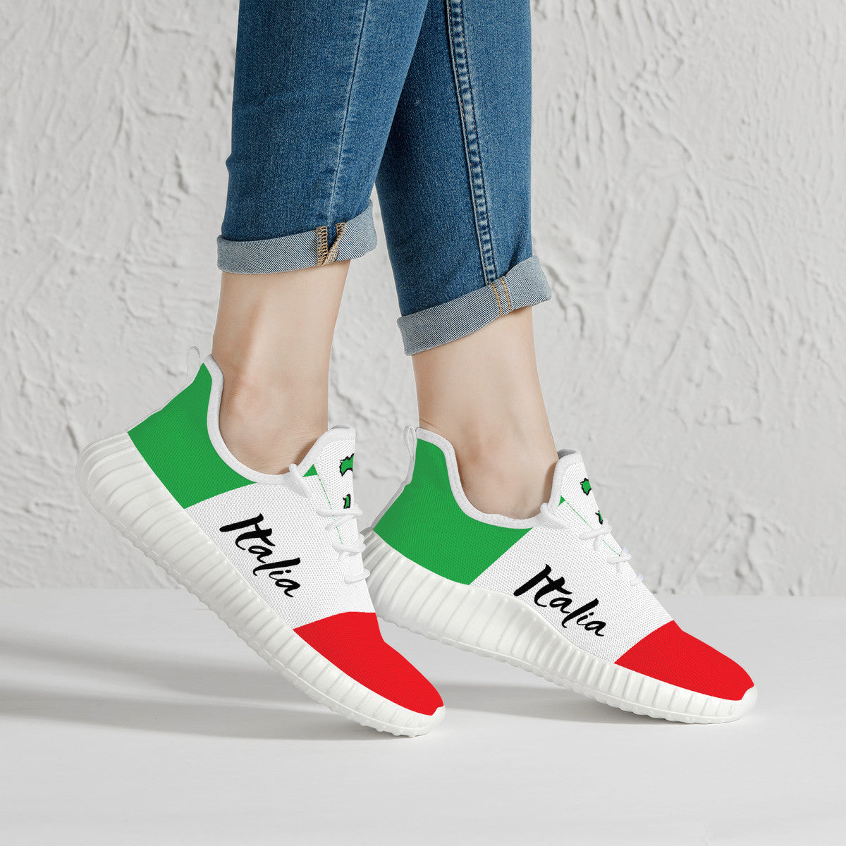 Italian Flag Mesh Knit Sneakers