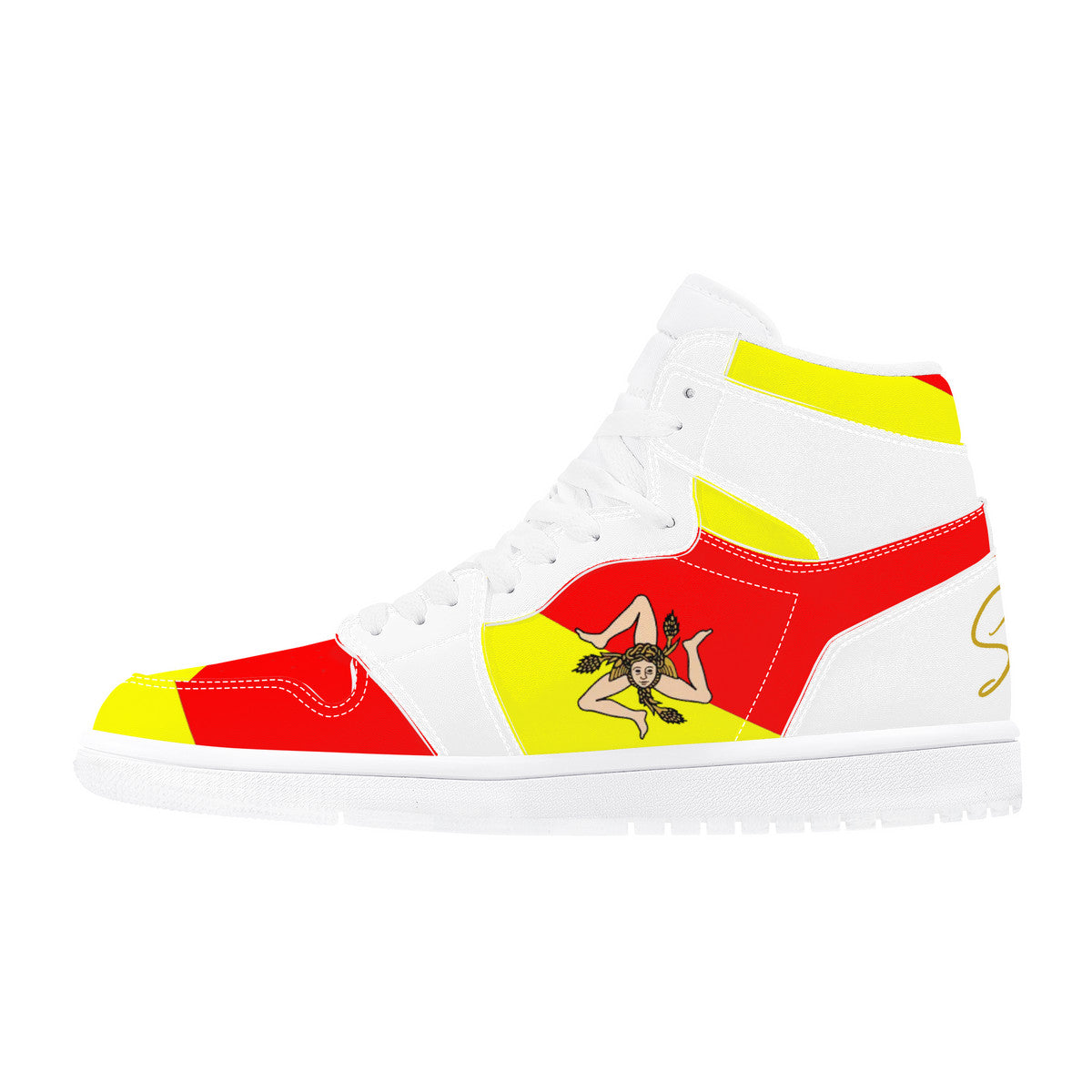 Sicilian Flag High Top Leather Sneakers