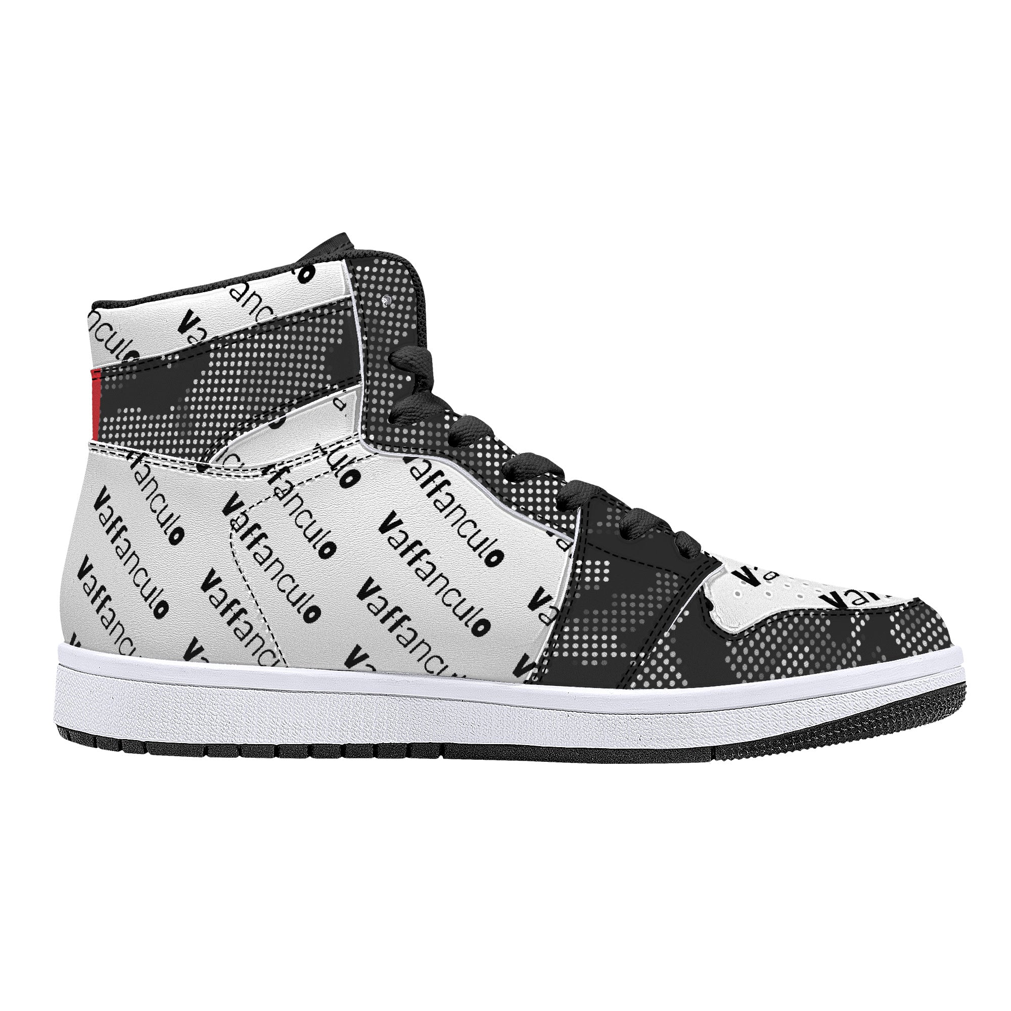 Vaffanculo Grey Camo High-Top Leather Sneakers