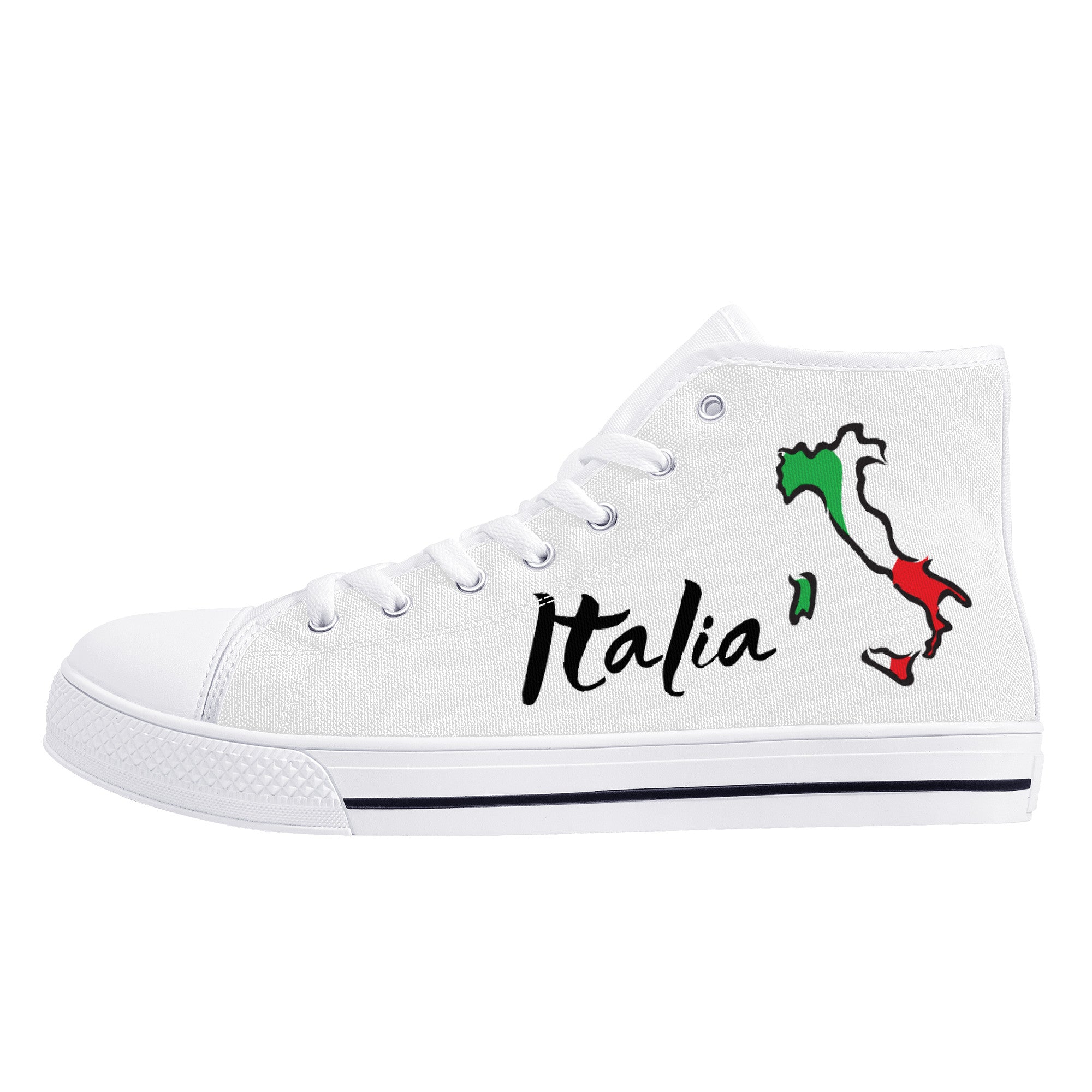 Italia Flag Map High-Top Canvas Shoes - White