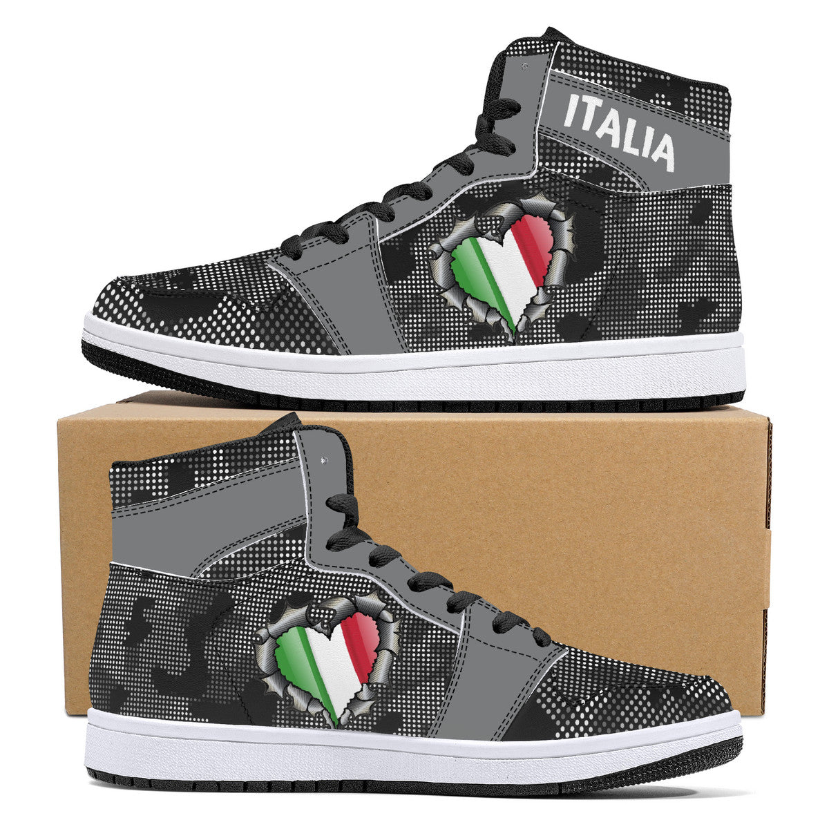 Italia Inside Carbon Fiber Grey Camo High-Top Leather Sneakers