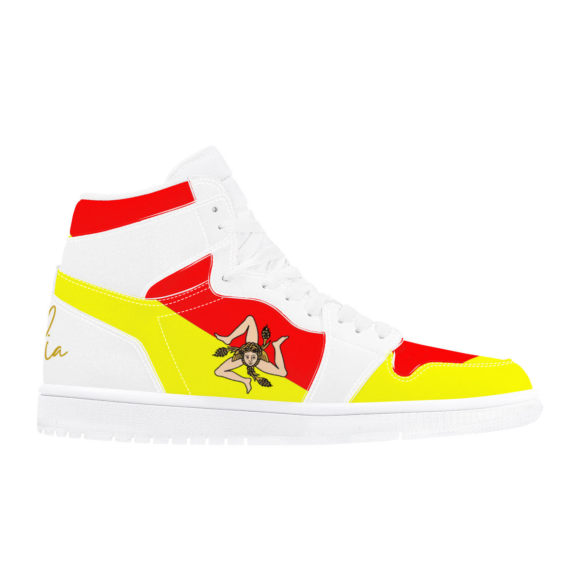 Sicilian Flag High Top Leather Sneakers