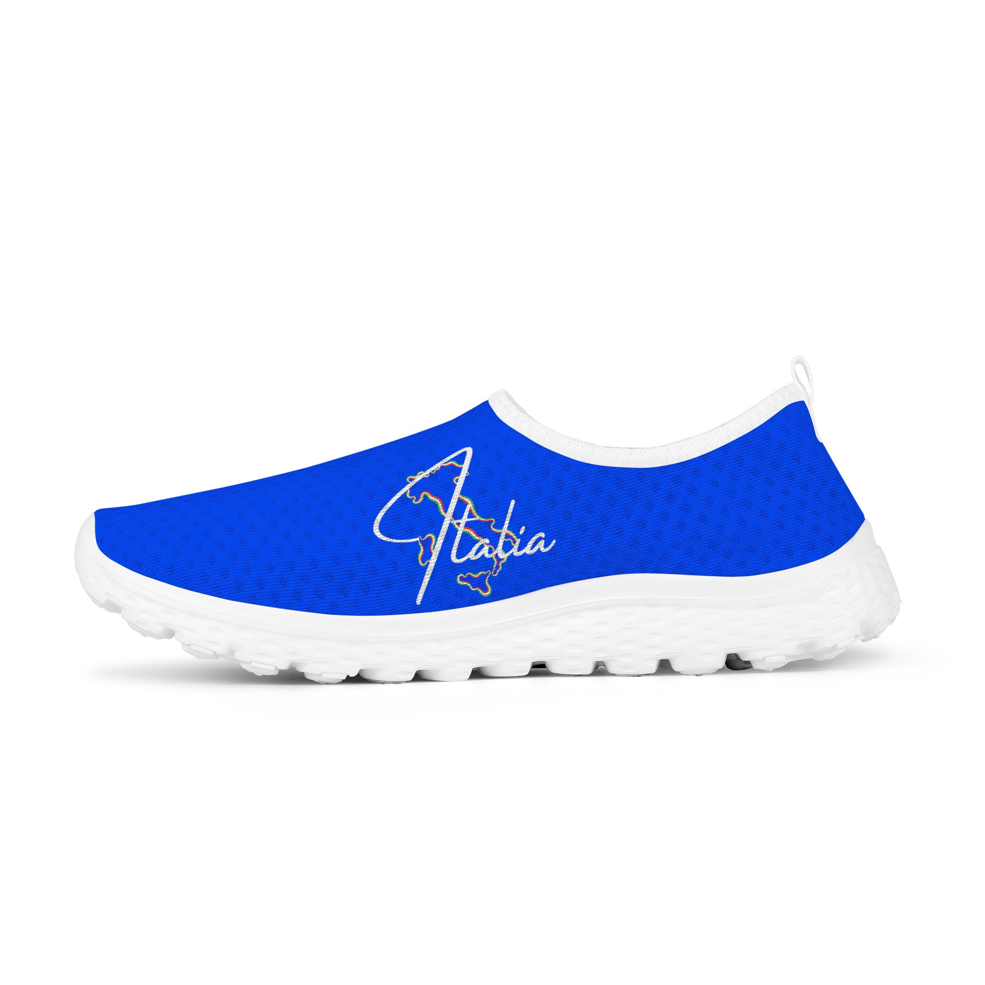 Italia Flag Map Women's Blu Mesh Running Shoes