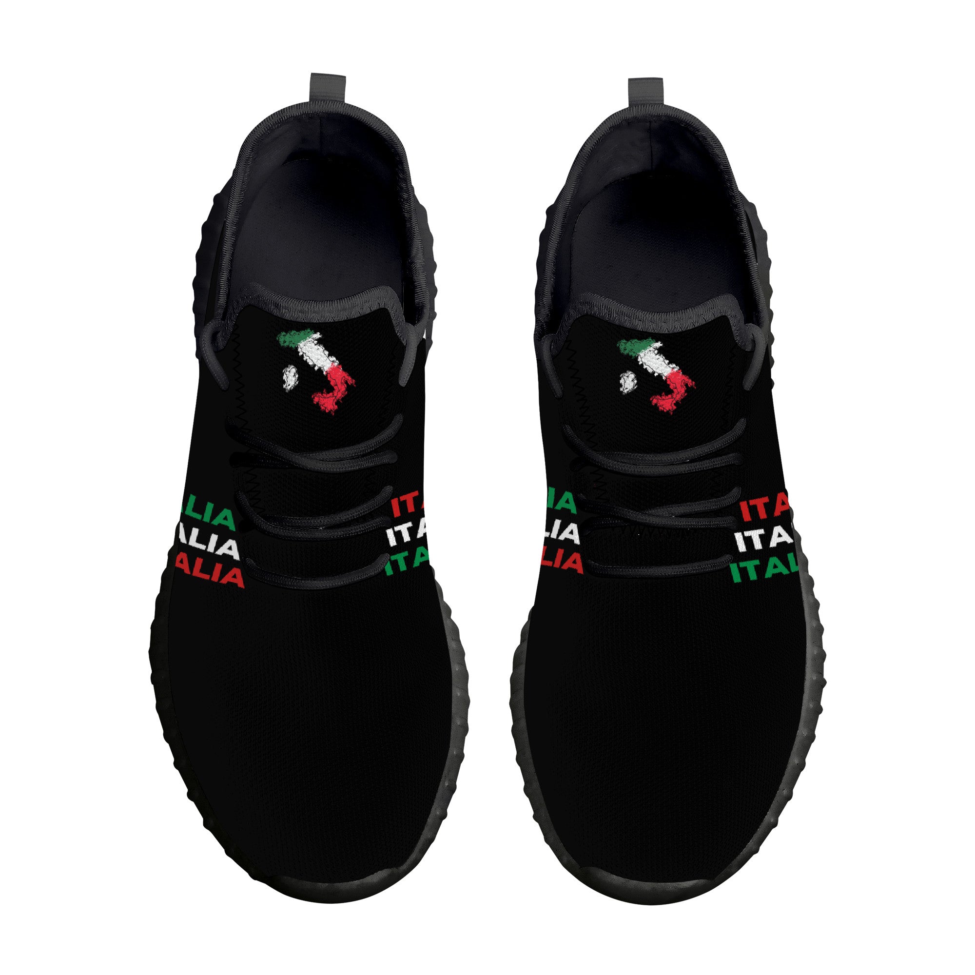 Italia Flag Map Mesh Knit Sneakers - Black