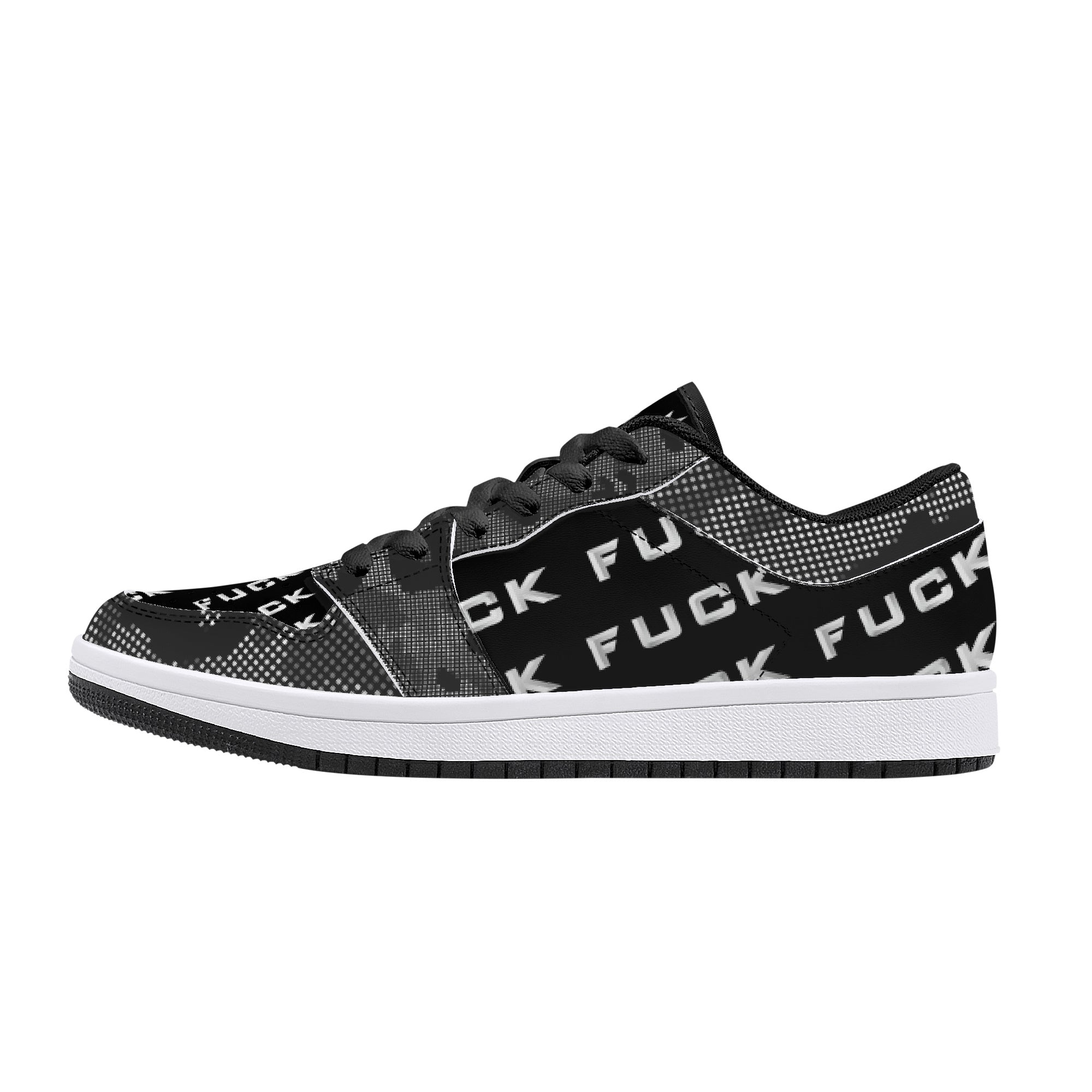 Fuck Low-Top Leather Sneakers - Black