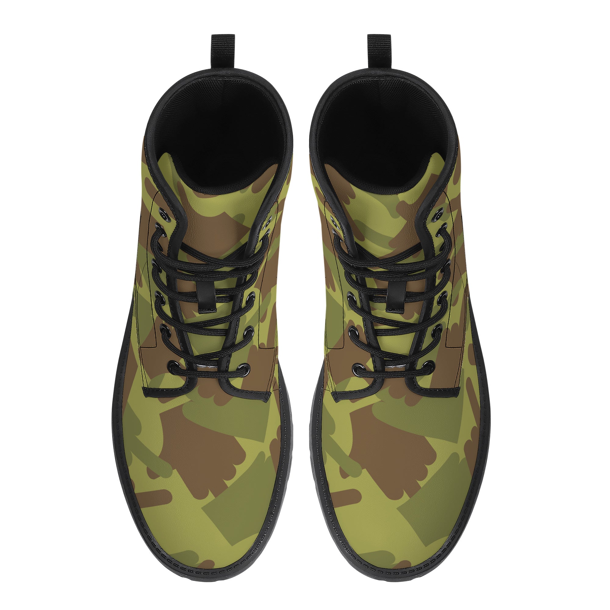 Fuck You Green Camo Leather Boots