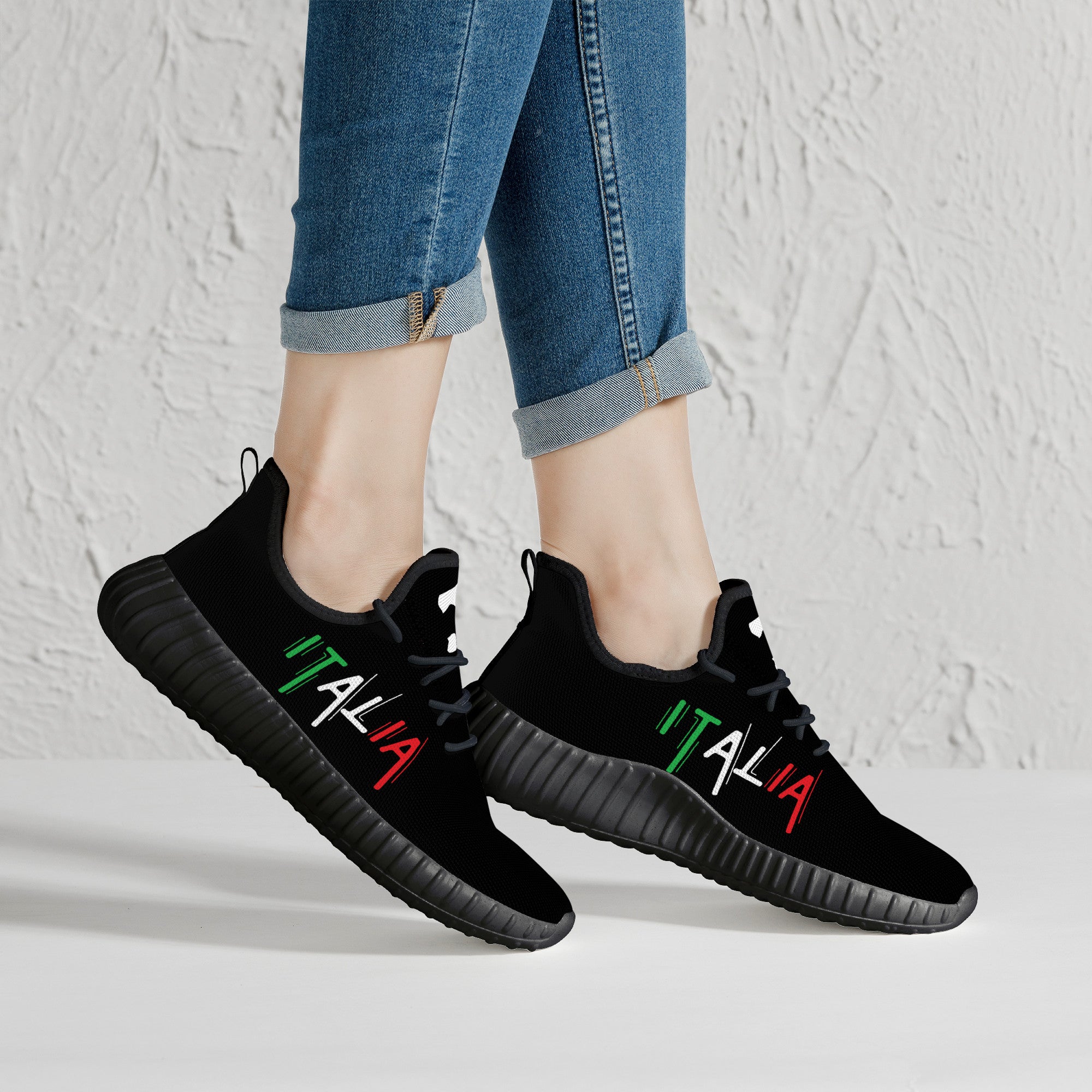 Italia Mesh Knit Sneakers - Black