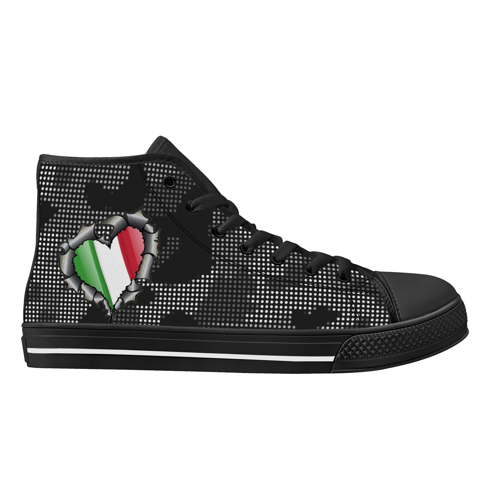 Italia Inside Carbon Fiber Grey Camo High-Top Canvas Shoes