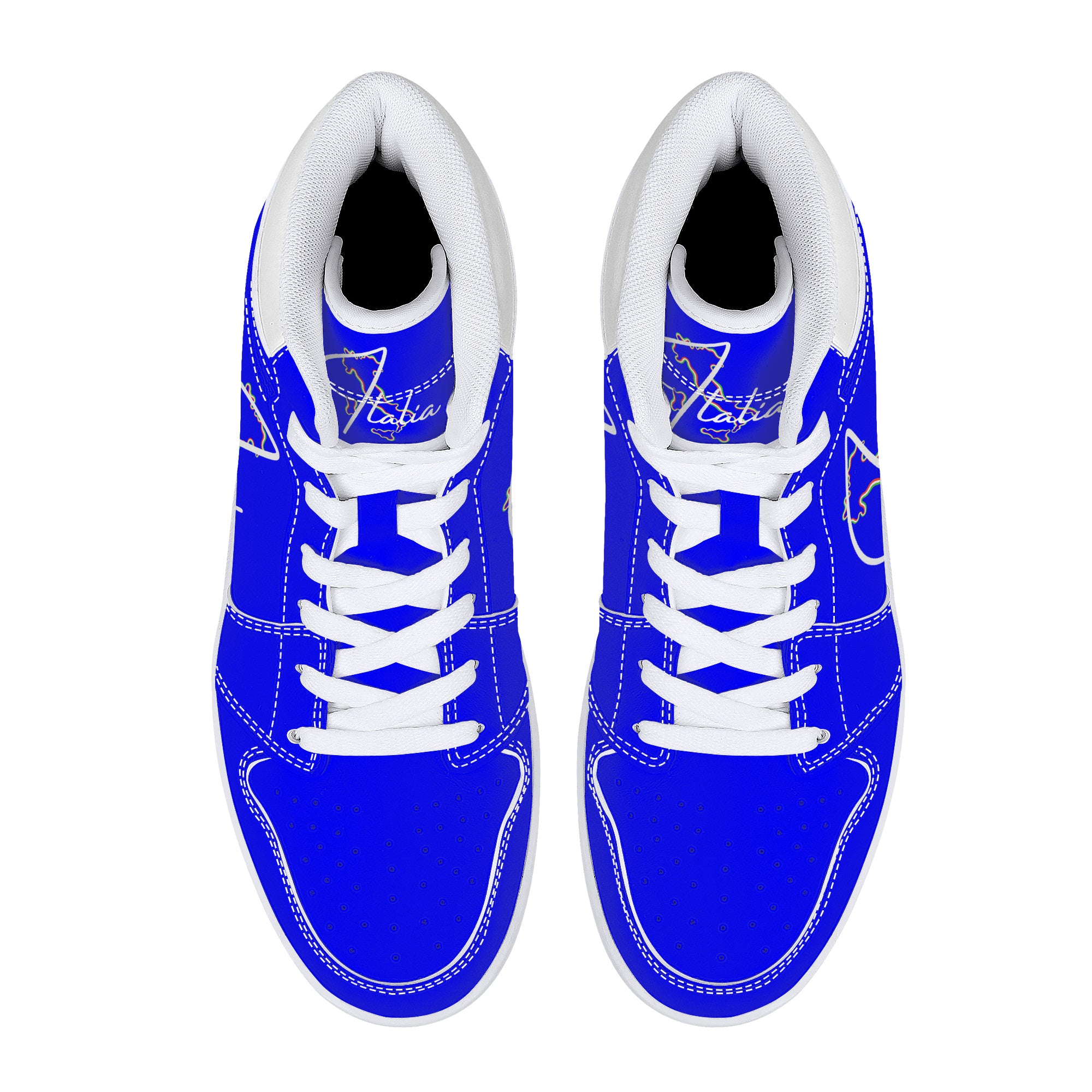 Italia Blu High-Top Leather Sneakers - White