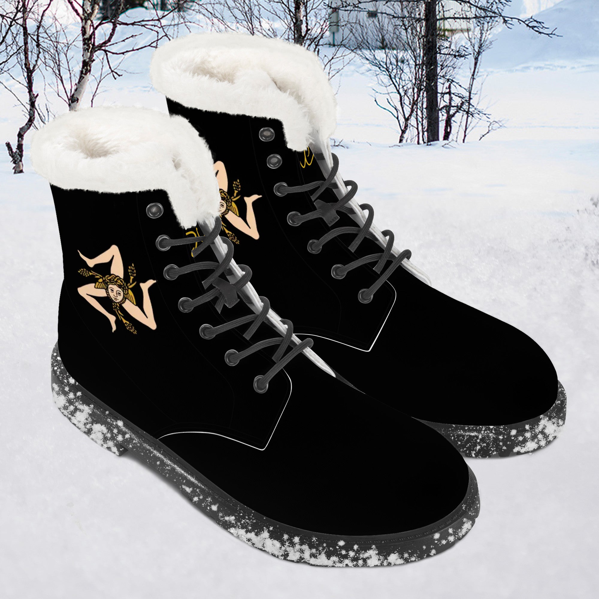 Sicilian Faux Fur Synthetic Leather Boots