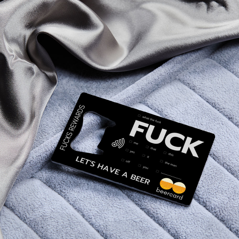 What The Fuck Stainless Steel Credit Card Bottle Opener Wallet-Sized Double Sided Print