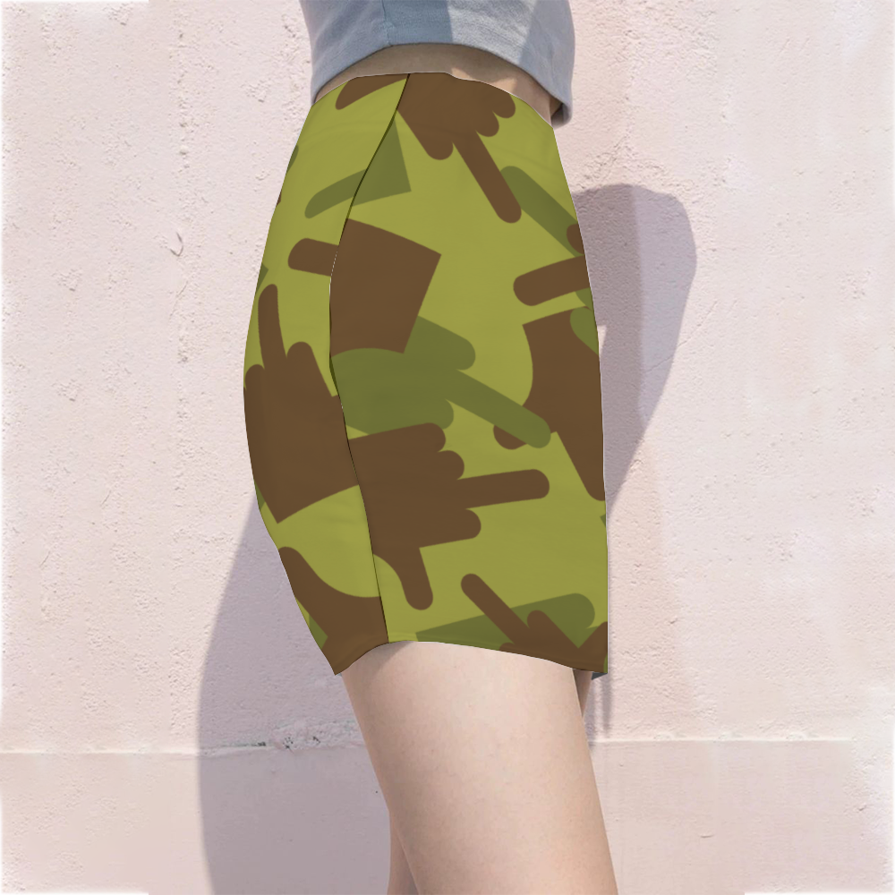 Fuck You Green Camo Women's Elasticated Waist Sheath Skirt