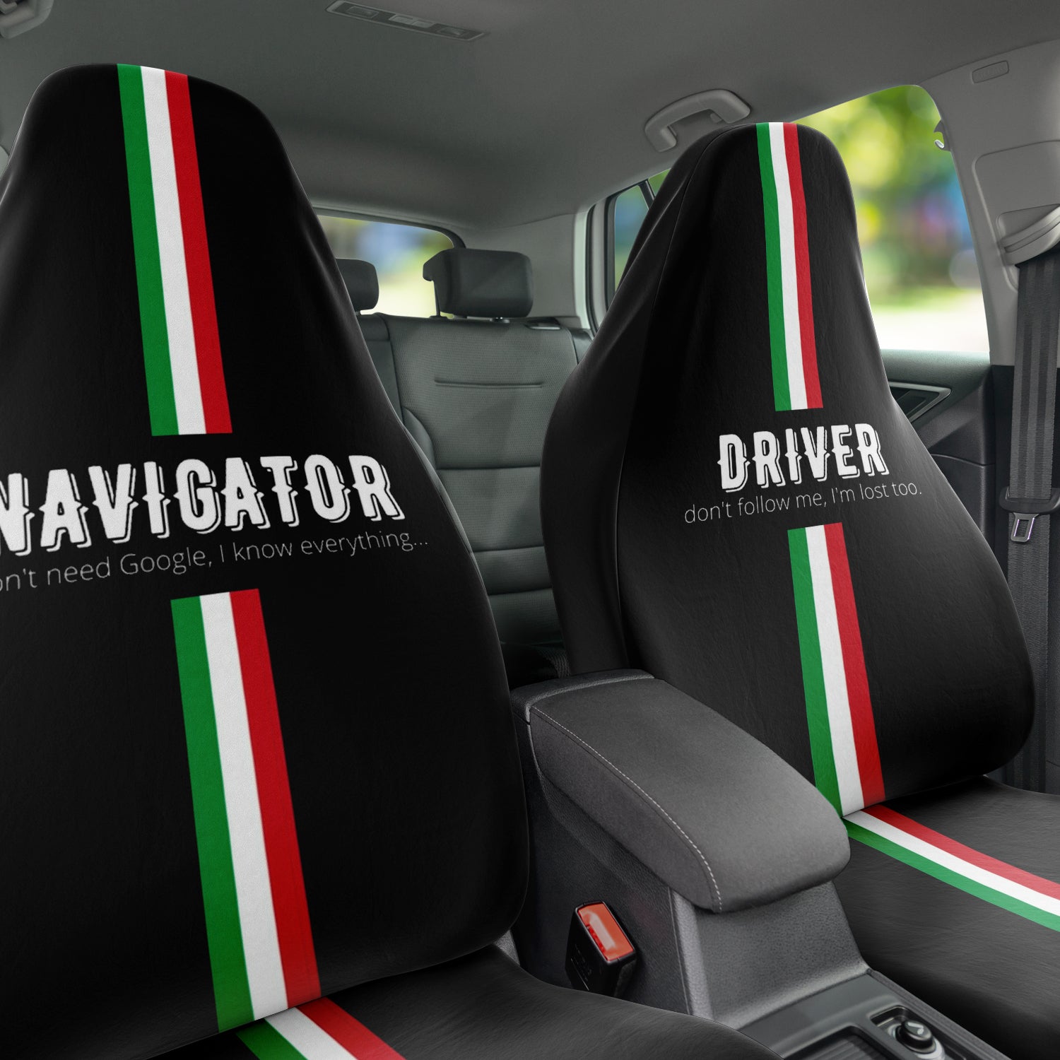 Funny Italia Driver/Navigator Car Seat Covers (Set of 2)