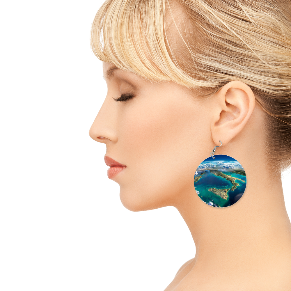 Italy Sat View Round Wooden Earrings