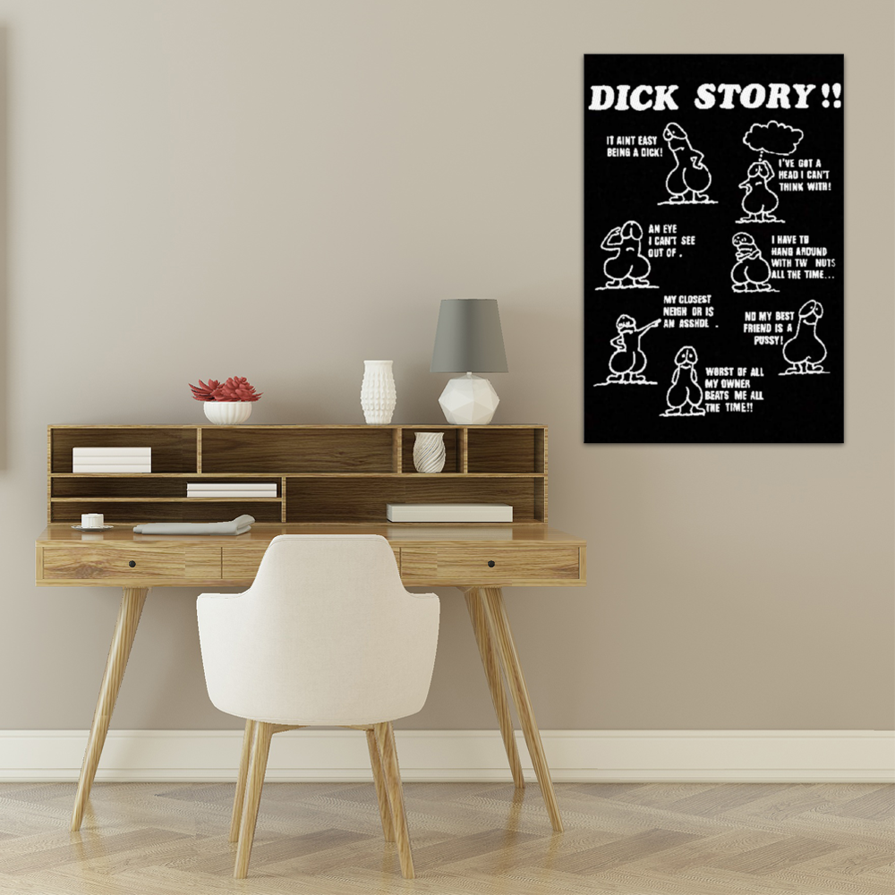 Dick Story Funny 16"x24" Streched Canvas Print Modern Home Decor Art Ornament Wall Decoration (with Wooden Frames)