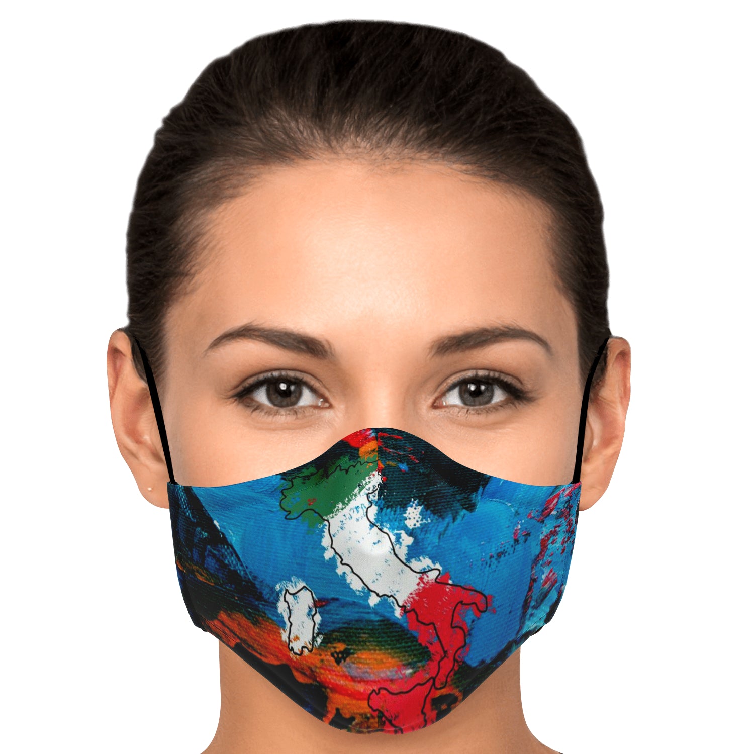 Italy Flag Map Paint Face Mask + 2 PM 2.5 Filters