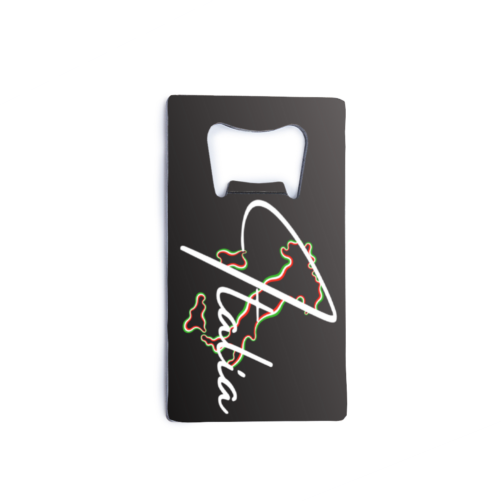 Italia Stainless Steel Credit Card Bottle Opener Wallet-Sized Double Sided Print